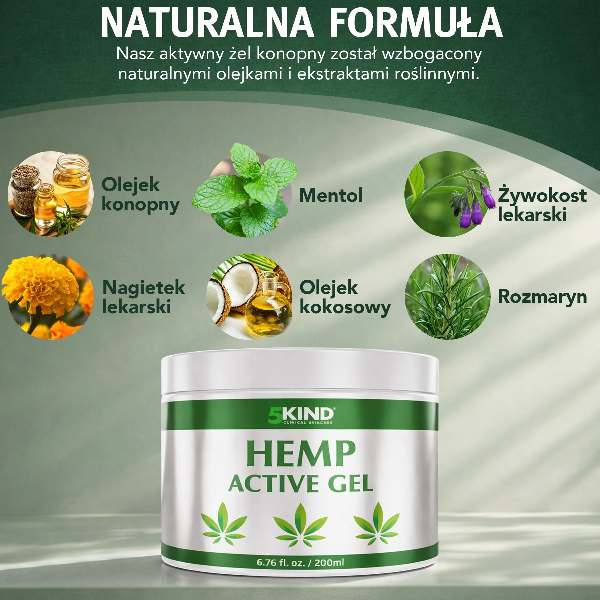 5kind maść z żelu konopnego z konopi 200 ml – wysoka dawka żelu konopnego – uspokaja stawy i mięśnie, stopy, kolana, kark, ramiona, plecy i zakwasy, żel z naturalnymi ekstraktami