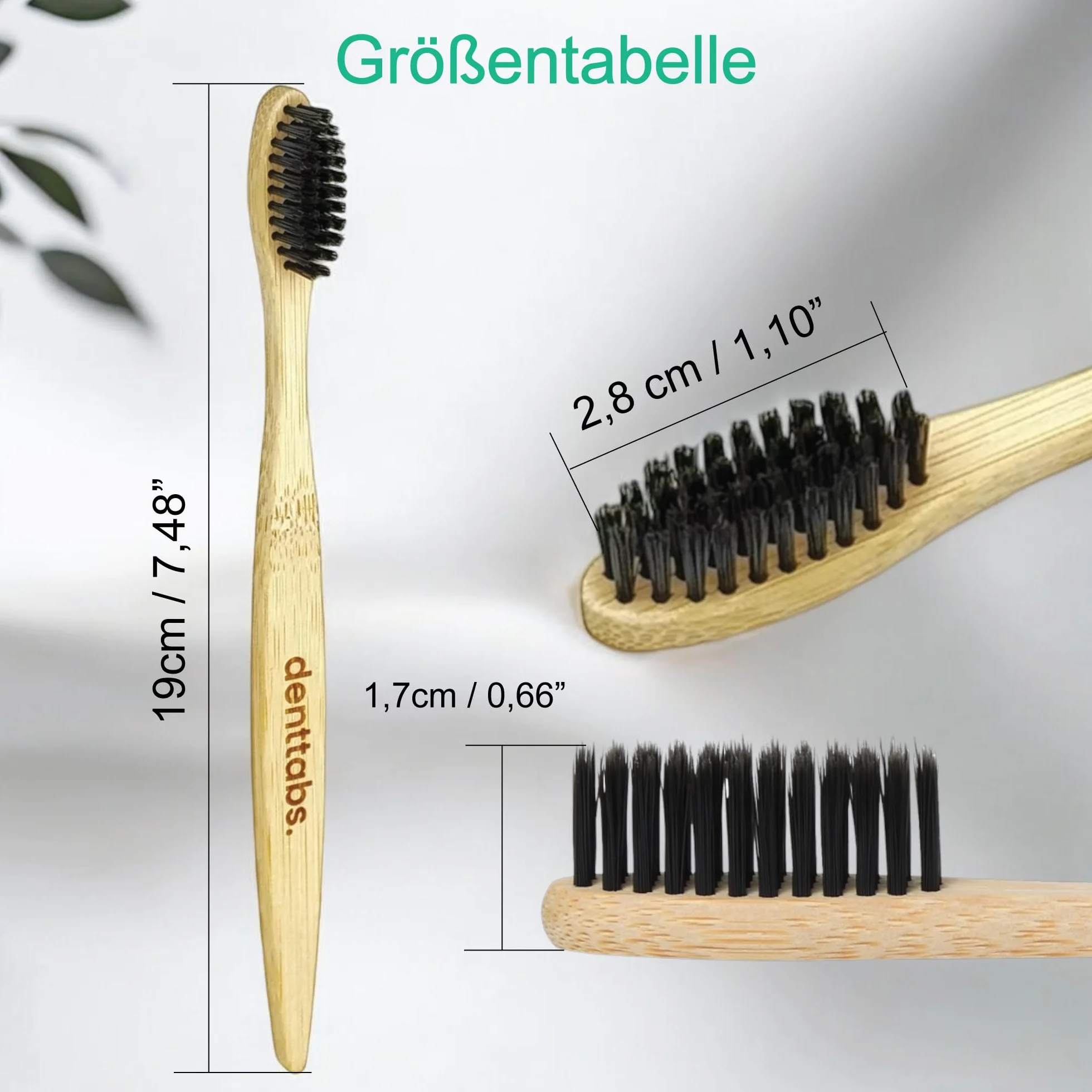 Denttabs tabletki do czyszczenia zębów miętowe z fluorkiem 125 szt. + bambusowa szczoteczka ultramiękka