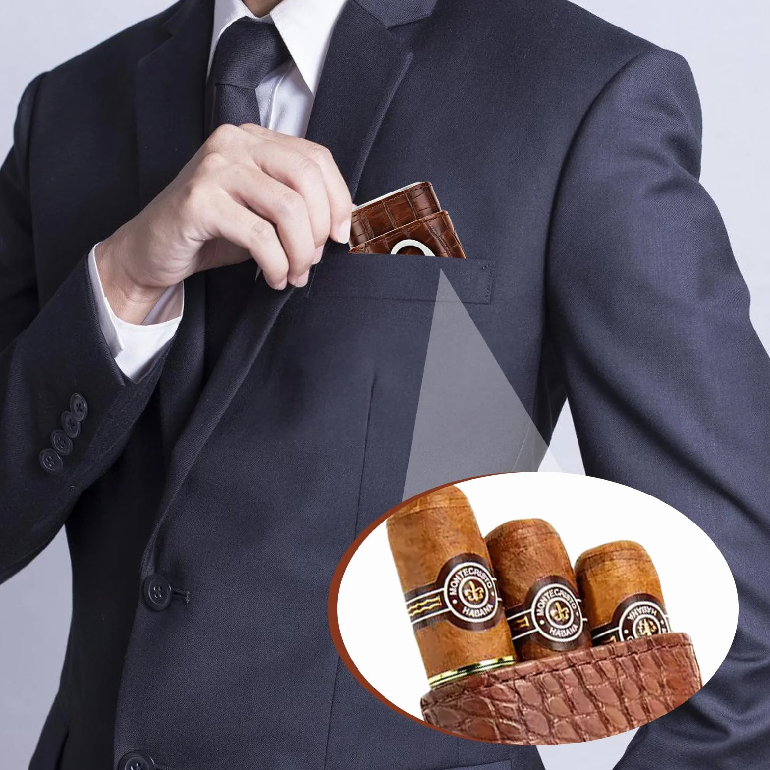 Przenośny humidor etui na cygara na 3 cygara