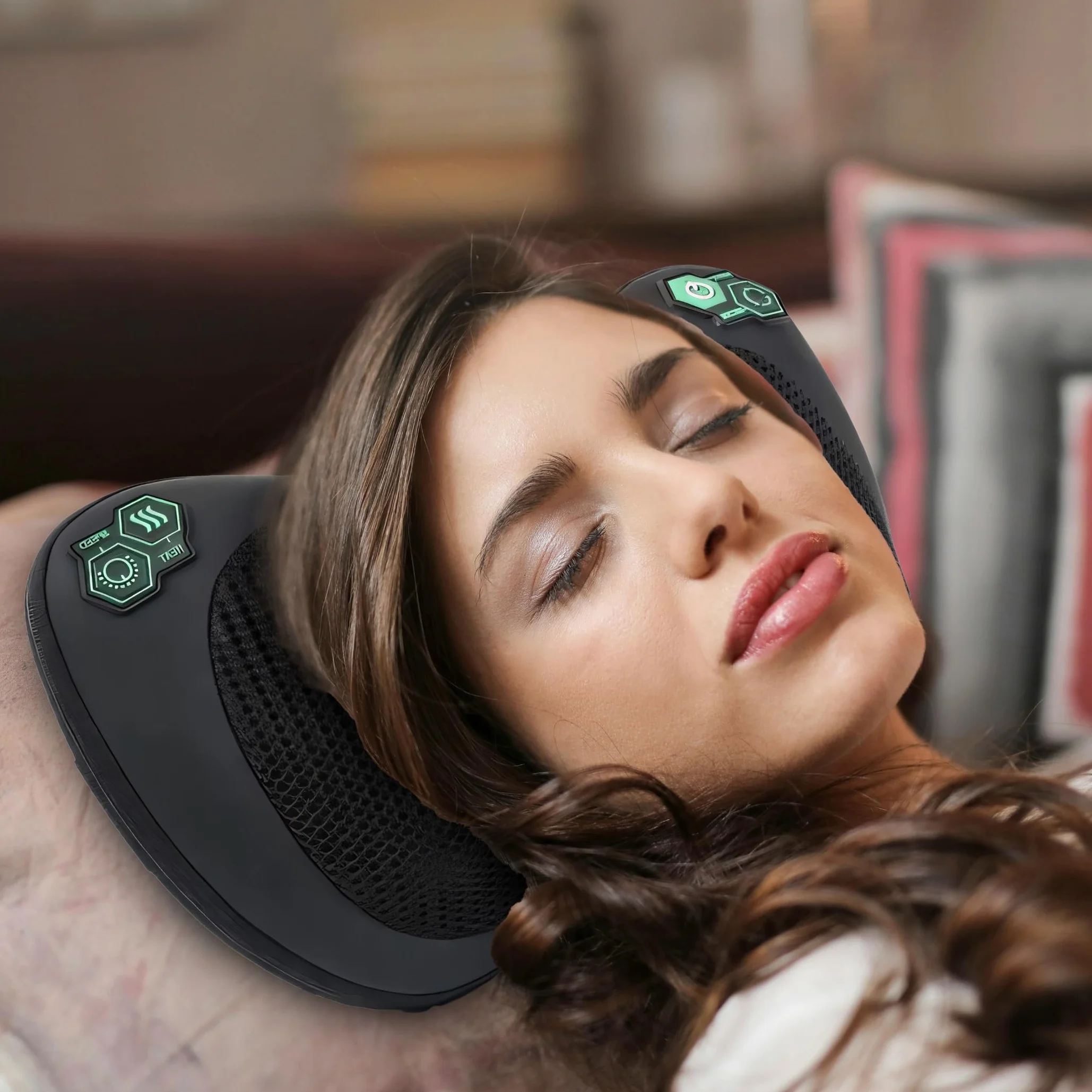 Retoo Shiatsu poduszka do masażu z funkcją ogrzewania, urządzenie do masażu pleców, karku, ramion, pleców, karku, obrotowych głowic masujących do biura, domu, samochodu, kolor czarny