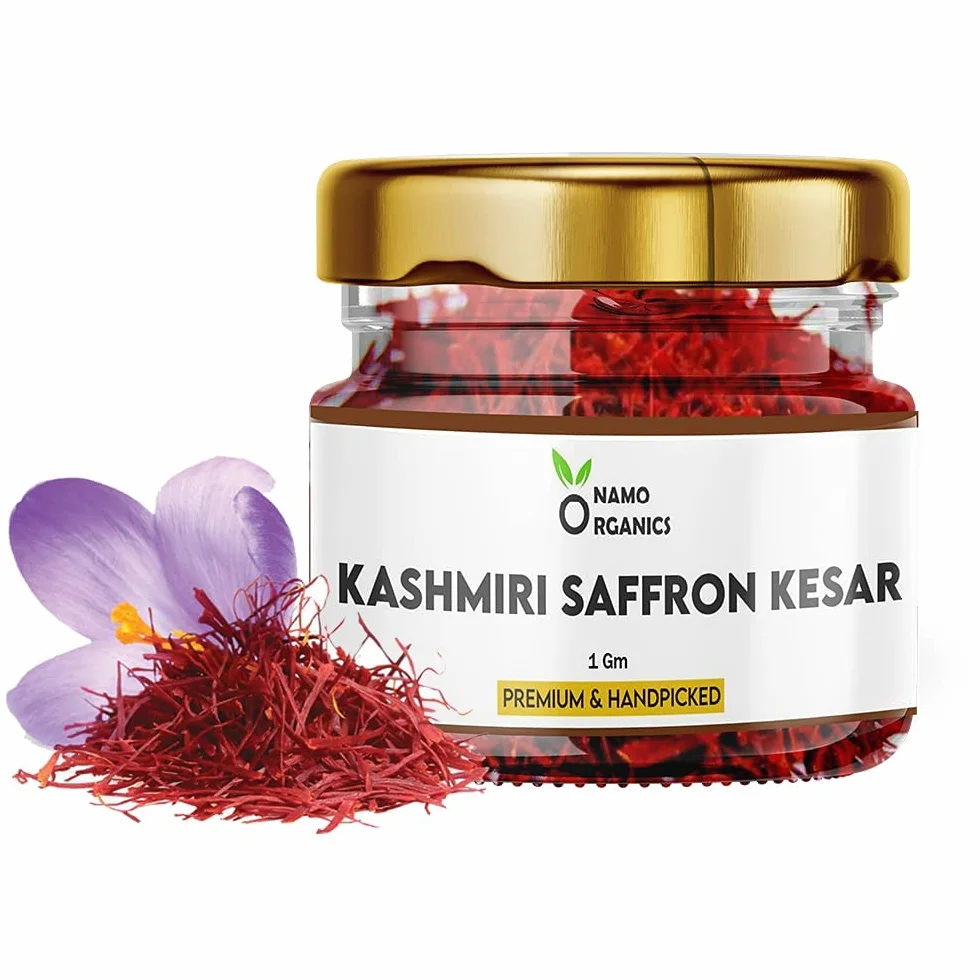 Namo Organics Safran Kashmiri Kesar oryginalny czysty i organiczny szafran dla kobiet w ciąży 100% czystość laboratoryjna jakość A++ Kashmiri Kesar/Saffran
