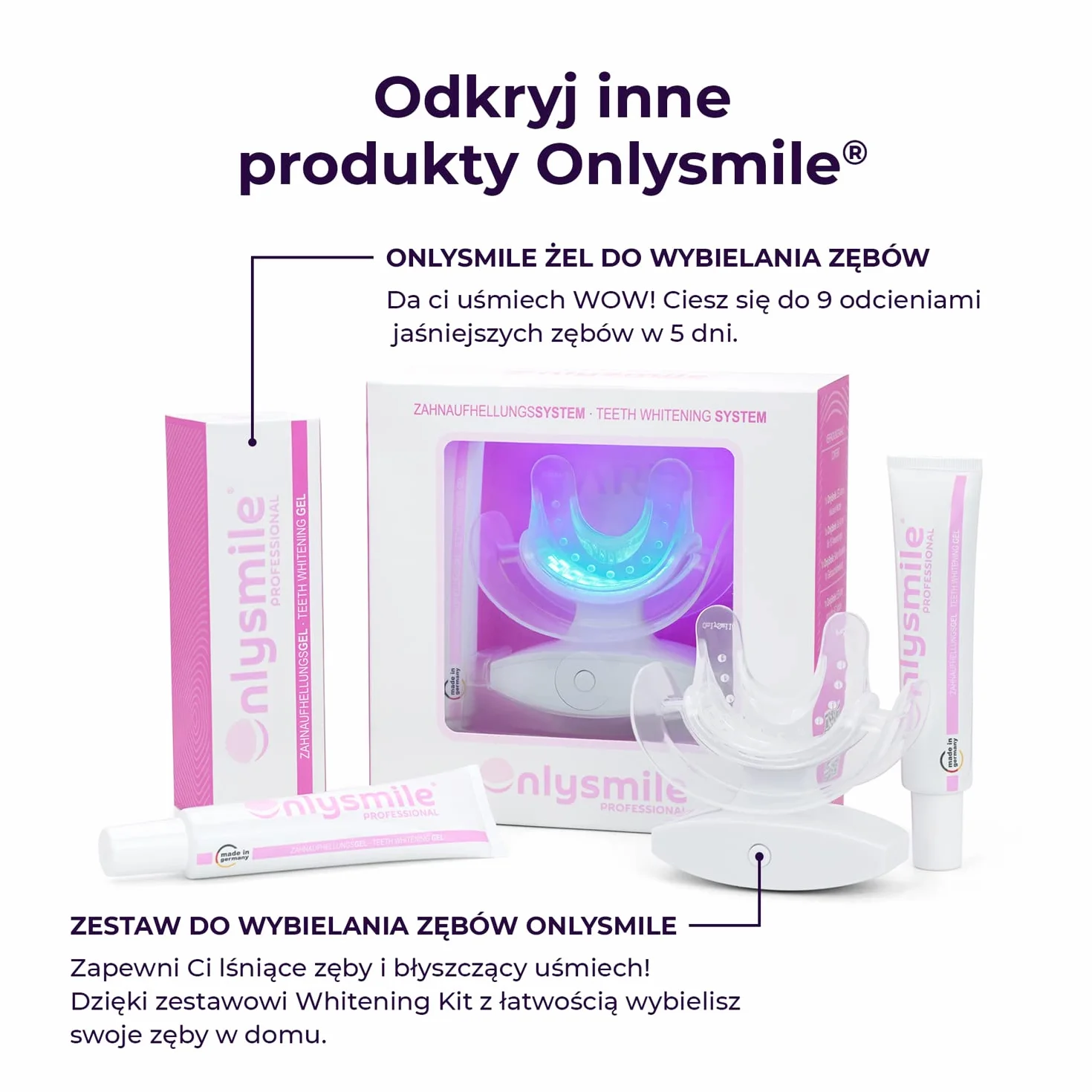 Onlysmile wybielanie zębów w proszku do białych | Wybielanie zębów z widocznym efektem oczyszczającym | Wybielanie zębów - Kosmetyczne czyszczenie zębów
