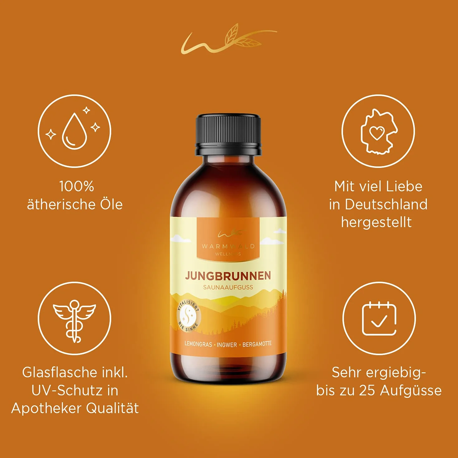 Warmwald Środek do nalewania do sauny z naturalnymi olejkami eterycznymi, zapach trawy cytrynowej, imbirowo-bergamotka 100 ml