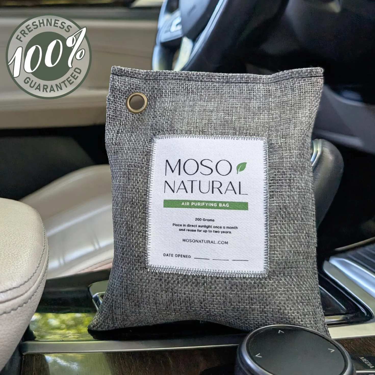 MOSO NATURAL: Oryginalna torba do oczyszczania powietrza. do samochodów, szaf, łazienek, miejsc dla zwierząt. Bezzapachowy, eliminator zapachów bez chemii. 200 g, 4 sztuki (węgiel drzewny)