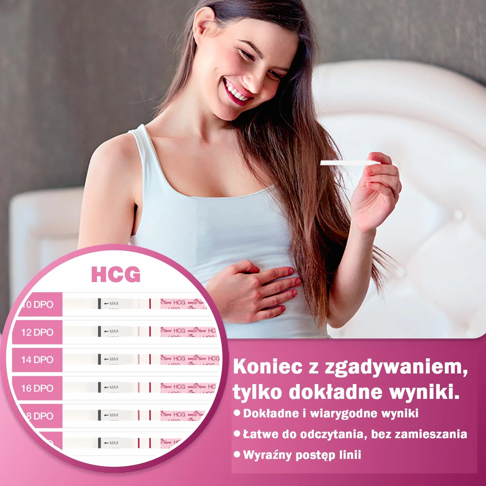 Easy@Home test ciążowy 10 mIU/ml z aplikacją Premom