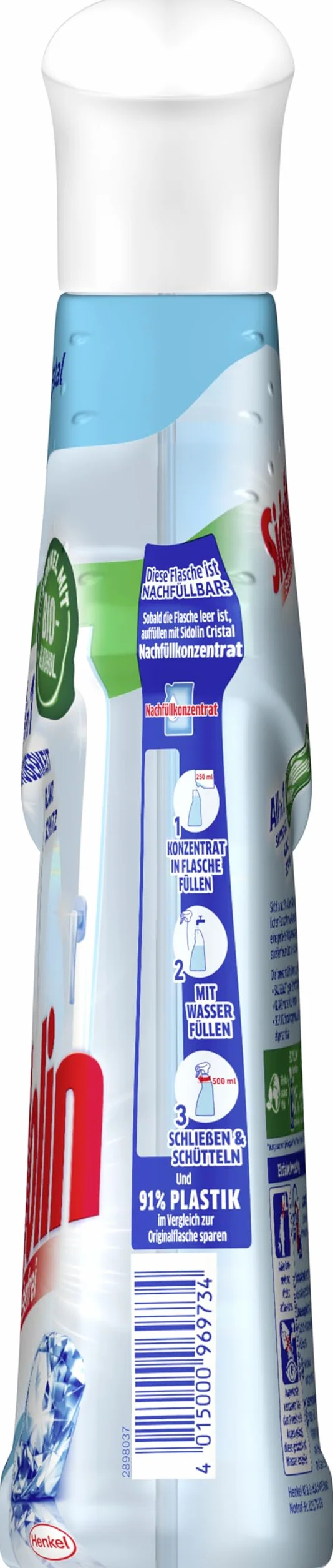 Sidolin Cristal płyn do czyszczenia szkła 500 ml butelka z rozpylaczem