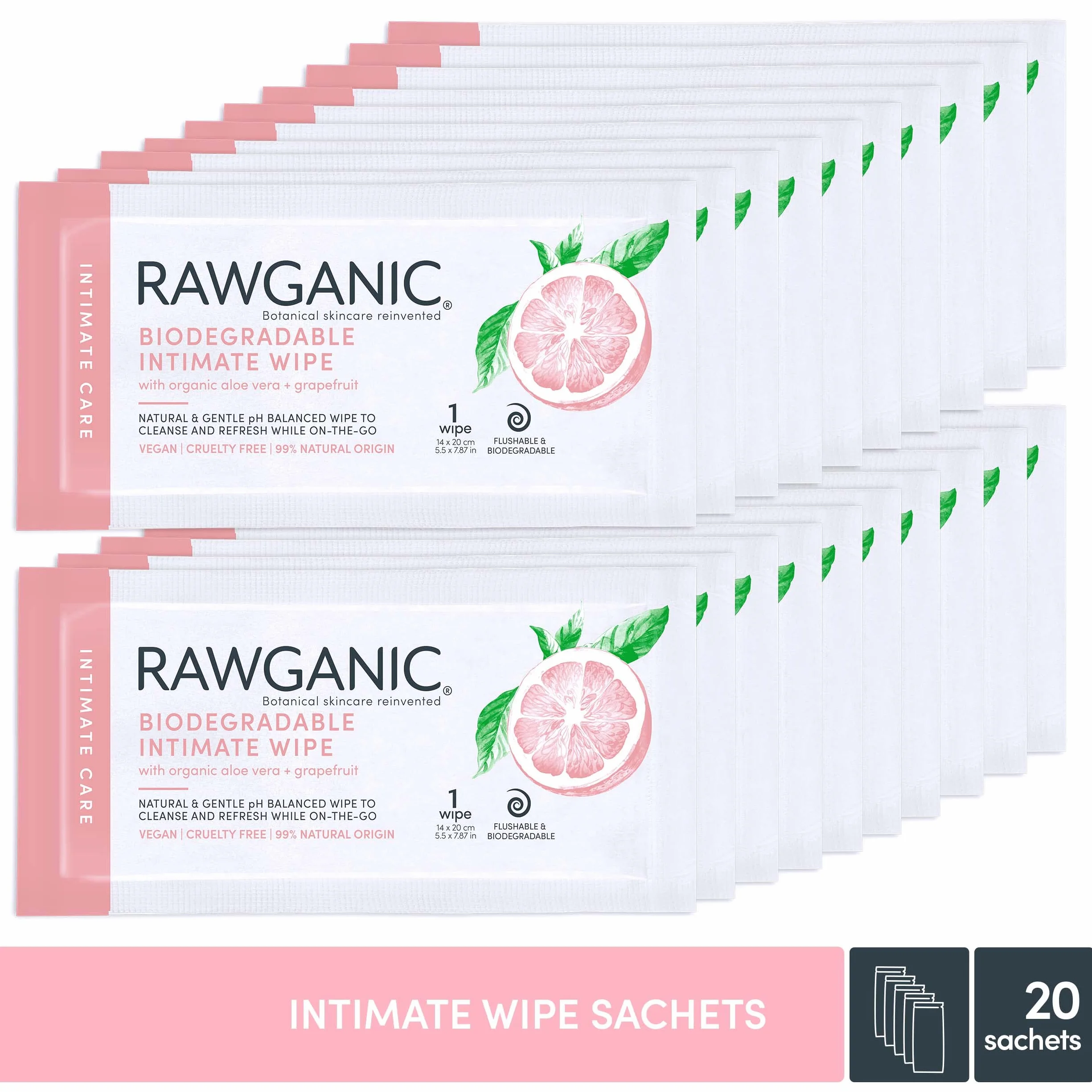 RAWGANIC® BIO Intim Wipe wilgotne chusteczki do pielęgnacji 20 saszetek