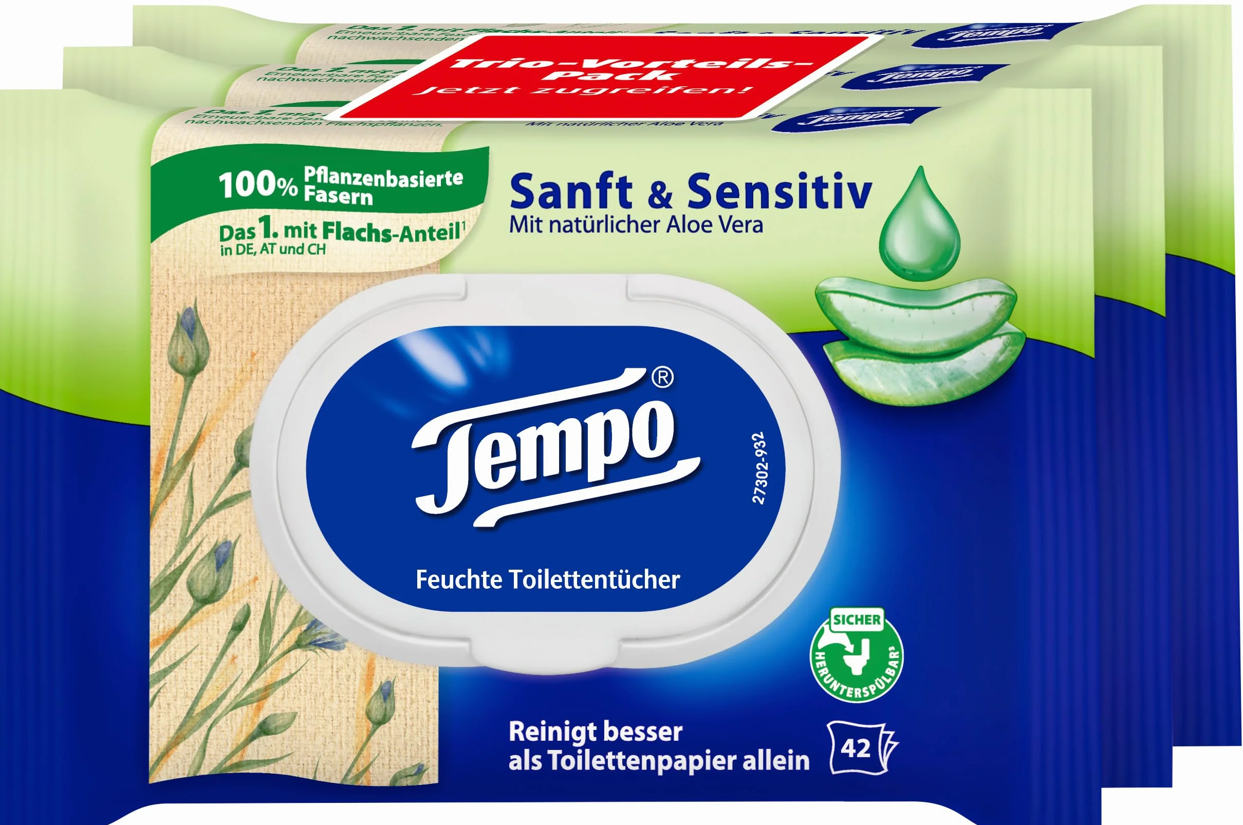 Tempo Wilgotny Papier Toaletowy, 18 Opakowań, Biały