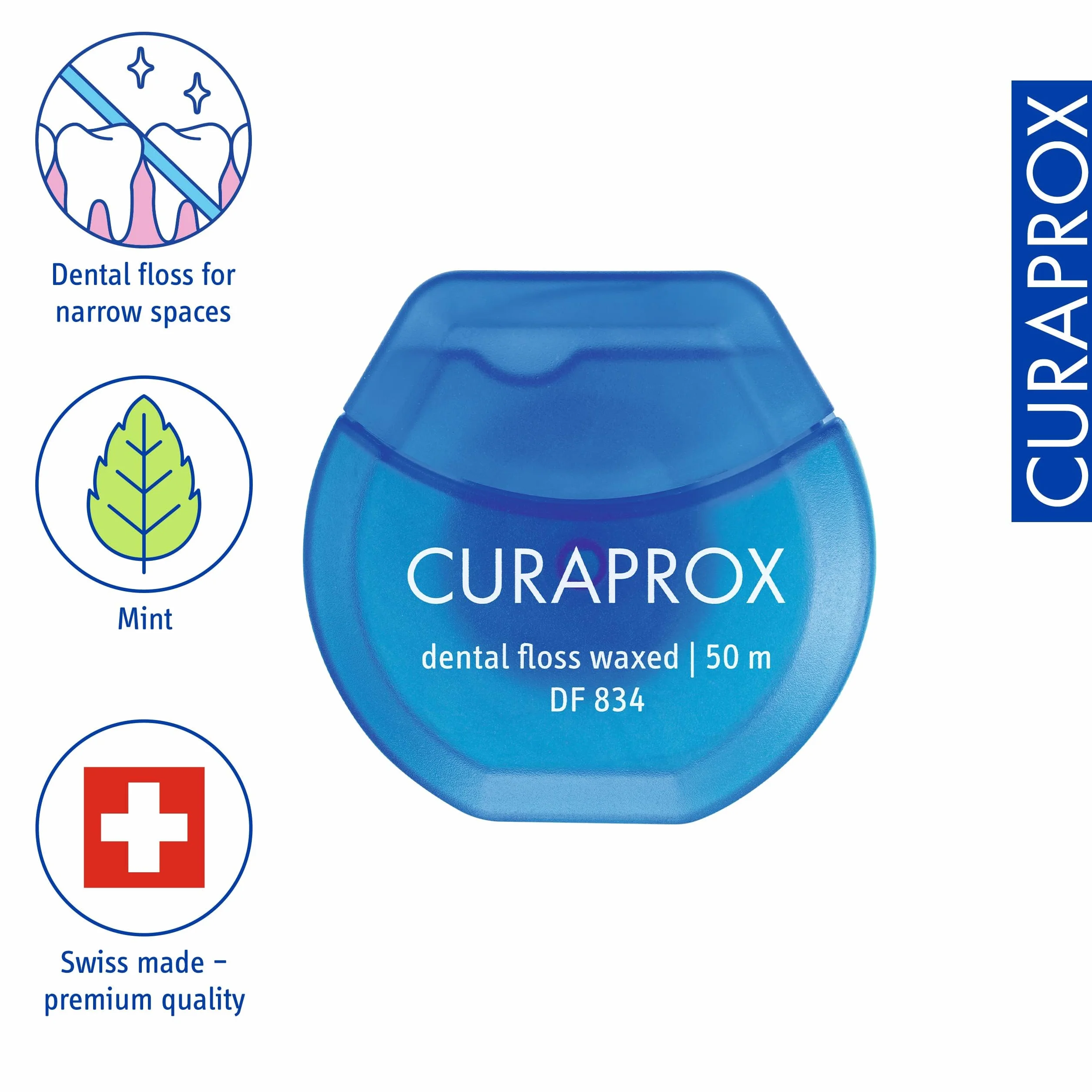Curaprox DF 834 Nić Dentystyczna woskowana 50 m miętowy smak