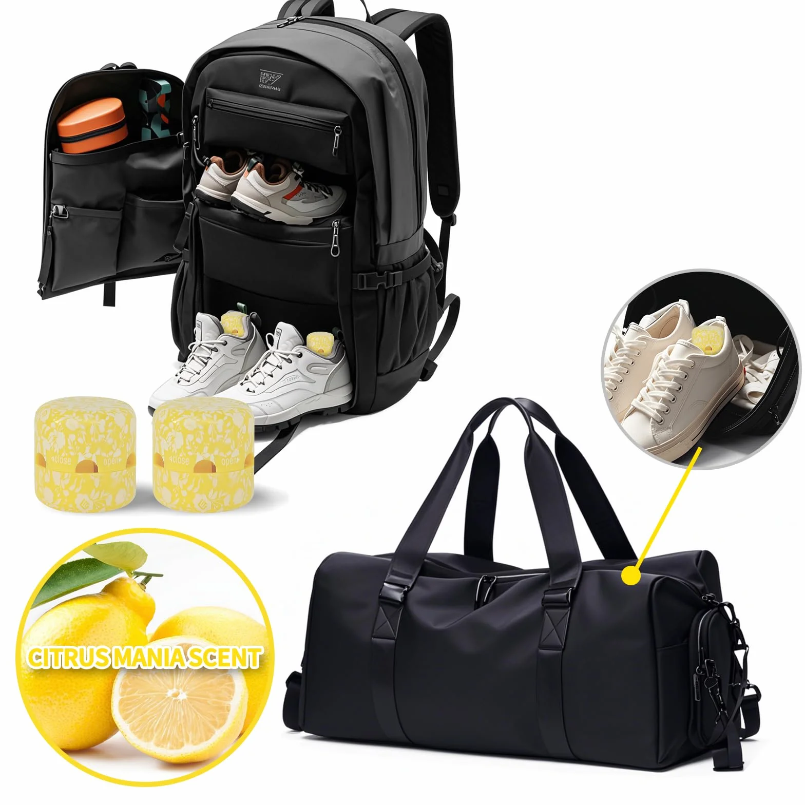 Eco-Fused 8x Kapsułki do Eliminacji Zapachów z Butów, Usuwacz Nieprzyjemnych Zapachów do Obuwia, Torby Sportowej, Szafy, Schowka, Butów, Samochodu, Piłek – Ocean Fresh/Citrus Mania