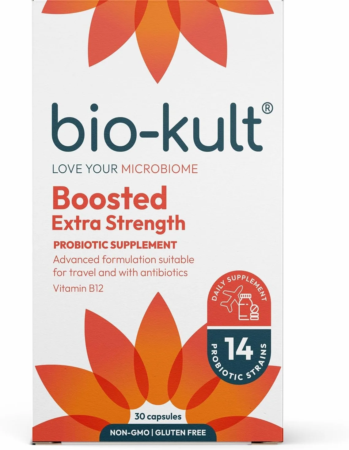 BioKult Boosted – 4 x stężenie oryginalnego probiotyku BioKult + witamina B12 – dla wsparcia układu odpornościowego – 30 kapsułek