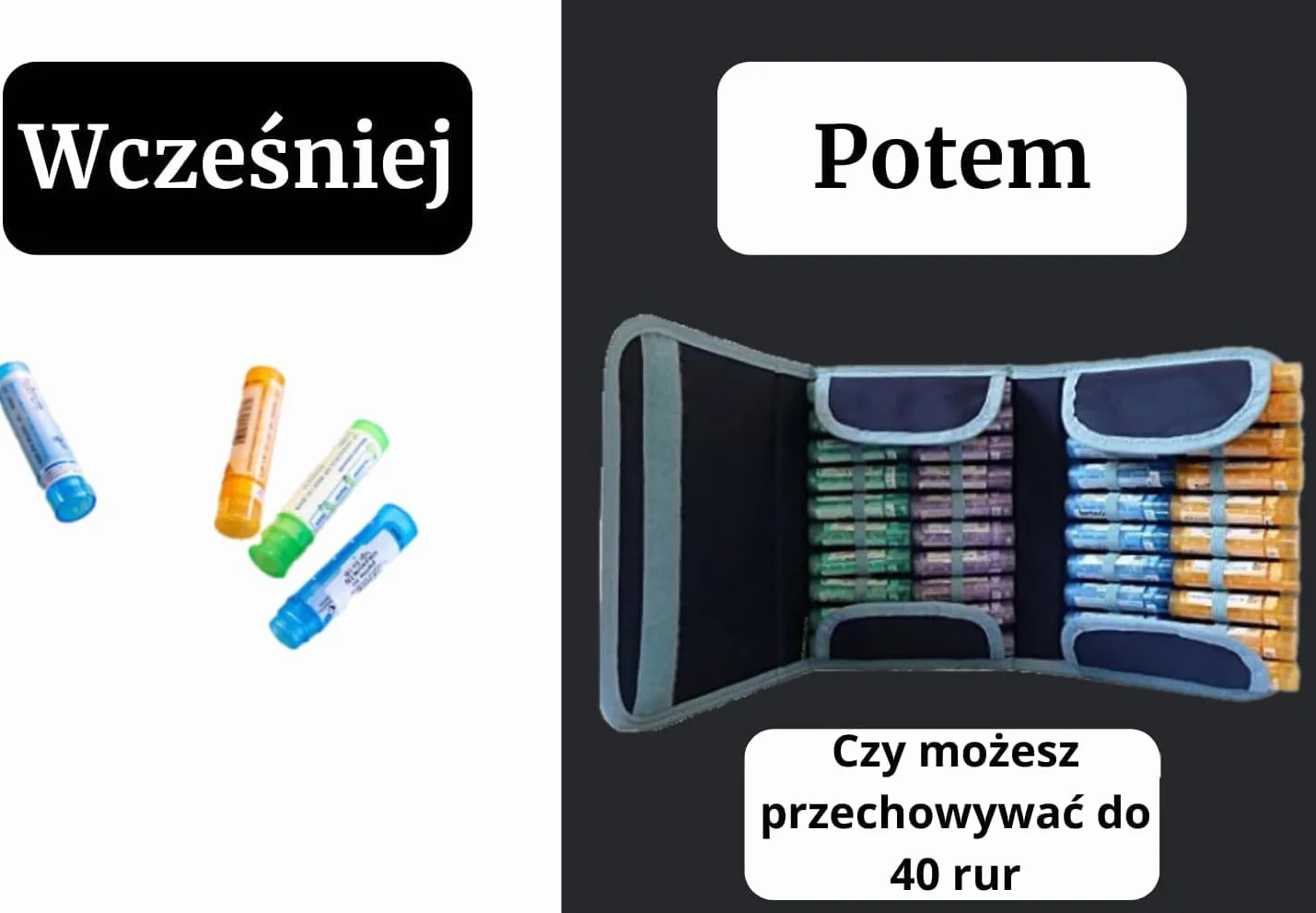 Etui Homeopatyczne 40 Przestrzeni na Fiolki Boiron 4g Niebieski