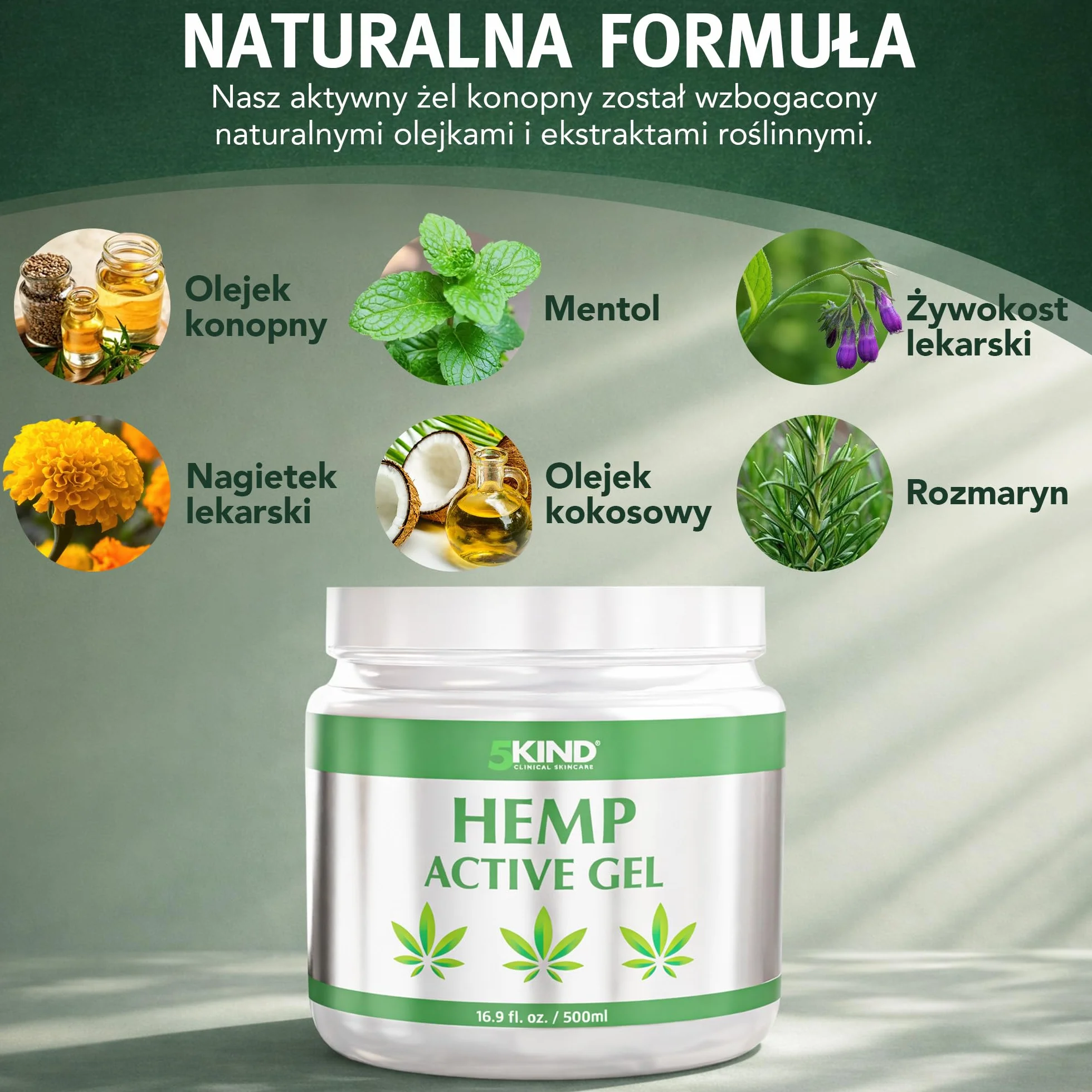 Aktywny żel konopny do mięśni i stawów 500 ml – uspokajająca formuła z olejkiem konopi