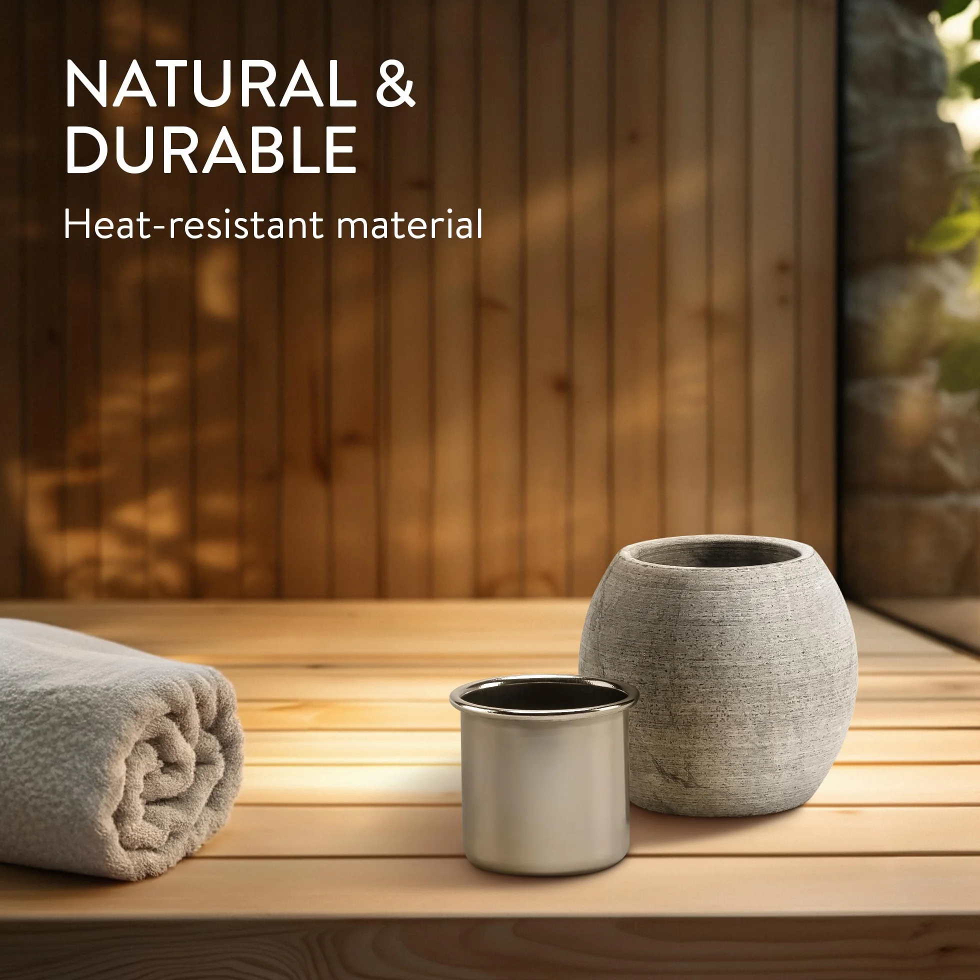 NavarisKamienna miska do aromaterapii w saunie - Jajko do sauny Hammam 5 x 5 cm z wyjmowanym kubkiem - Akcesoria do infuzji olejków eterycznych do perfum Spa