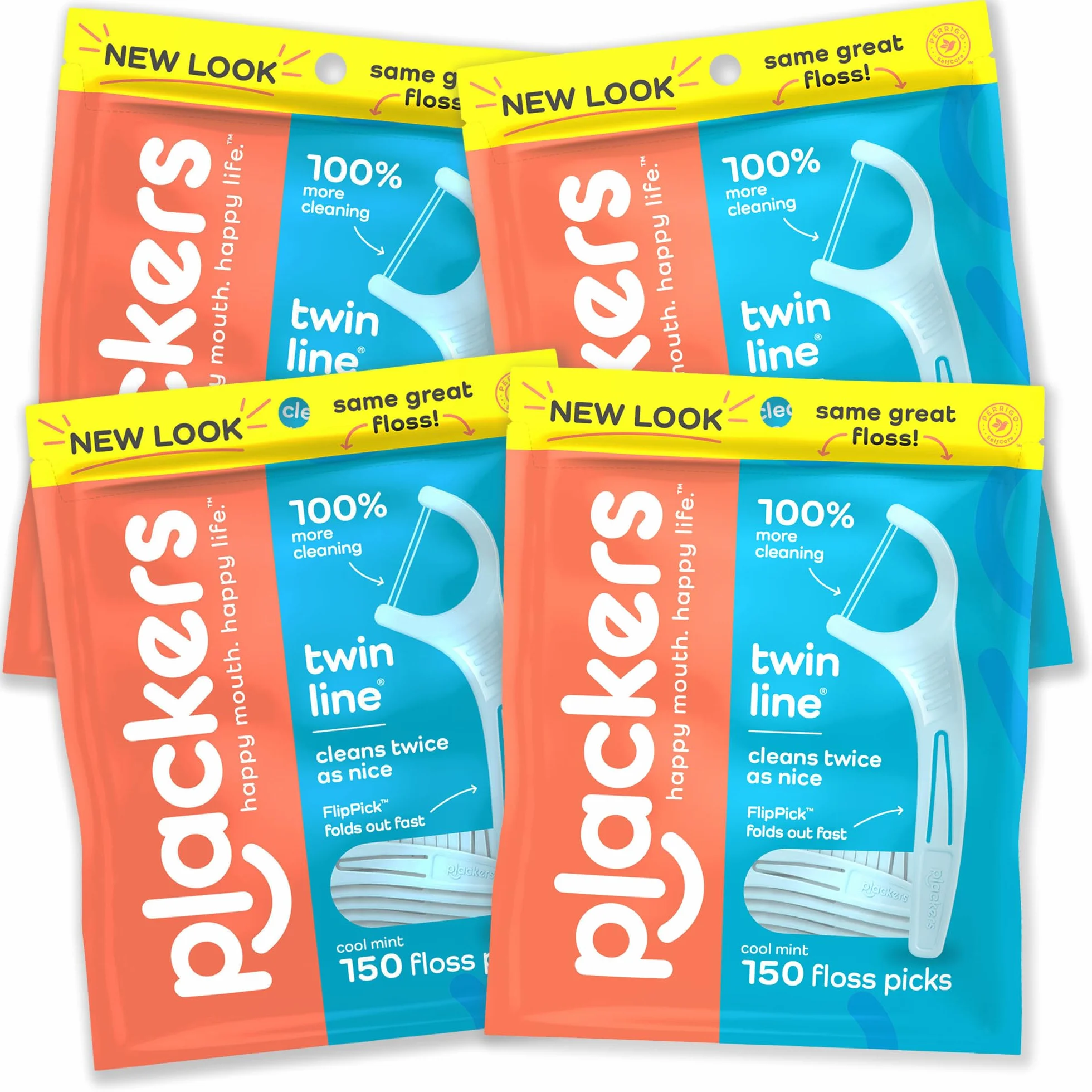 Plackers Twin-Line kostki do nici dentystycznej, 150 sztuk (4 sztuki)