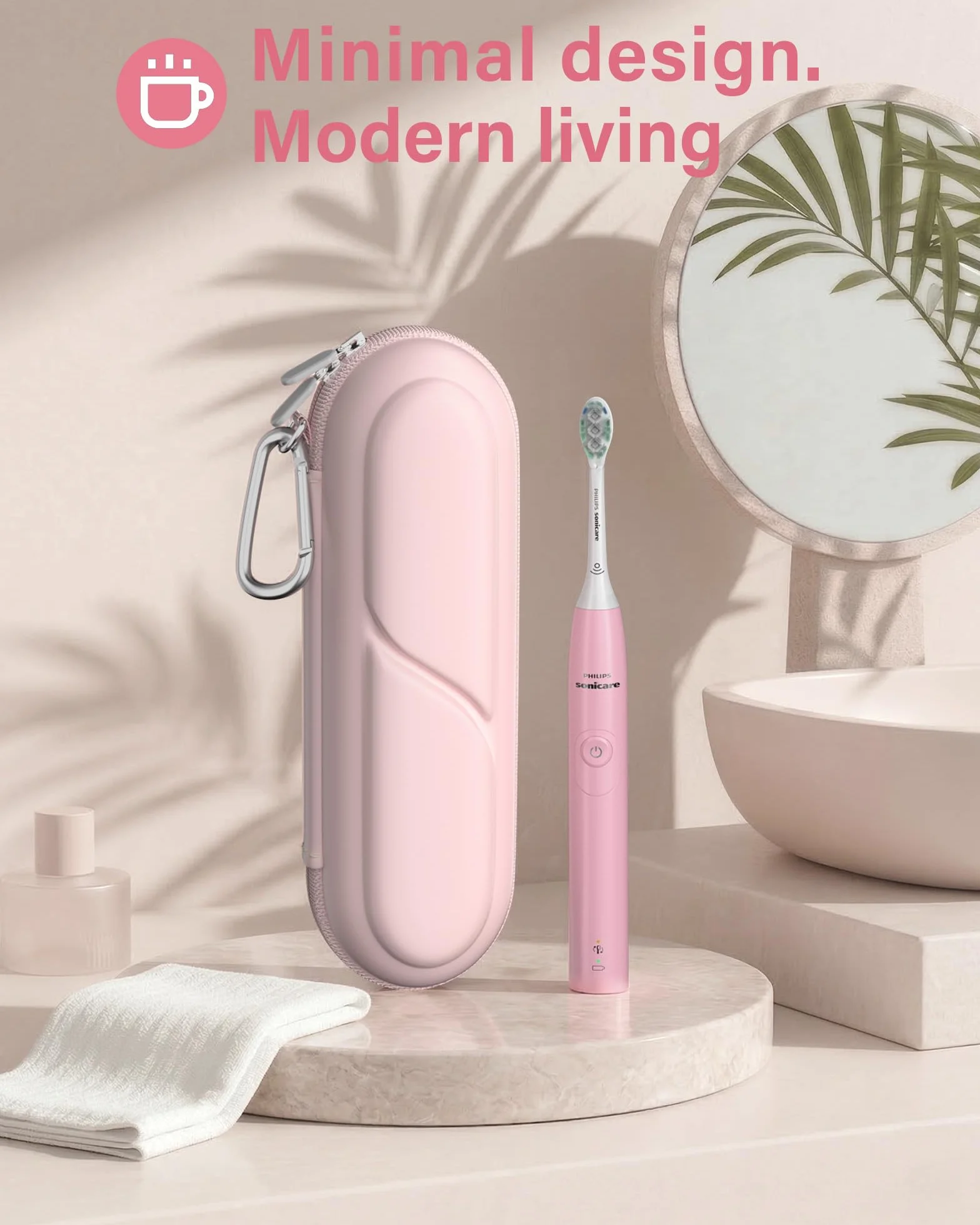 ProCase Etui na elektryczną szczoteczkę do zębów Oral-B Pro/Smartseries/iO Series/Phlips Sonicare, kompaktowy podróżny organizer ochronny na szczoteczki do zębów, pomieści akcesoria, różowe