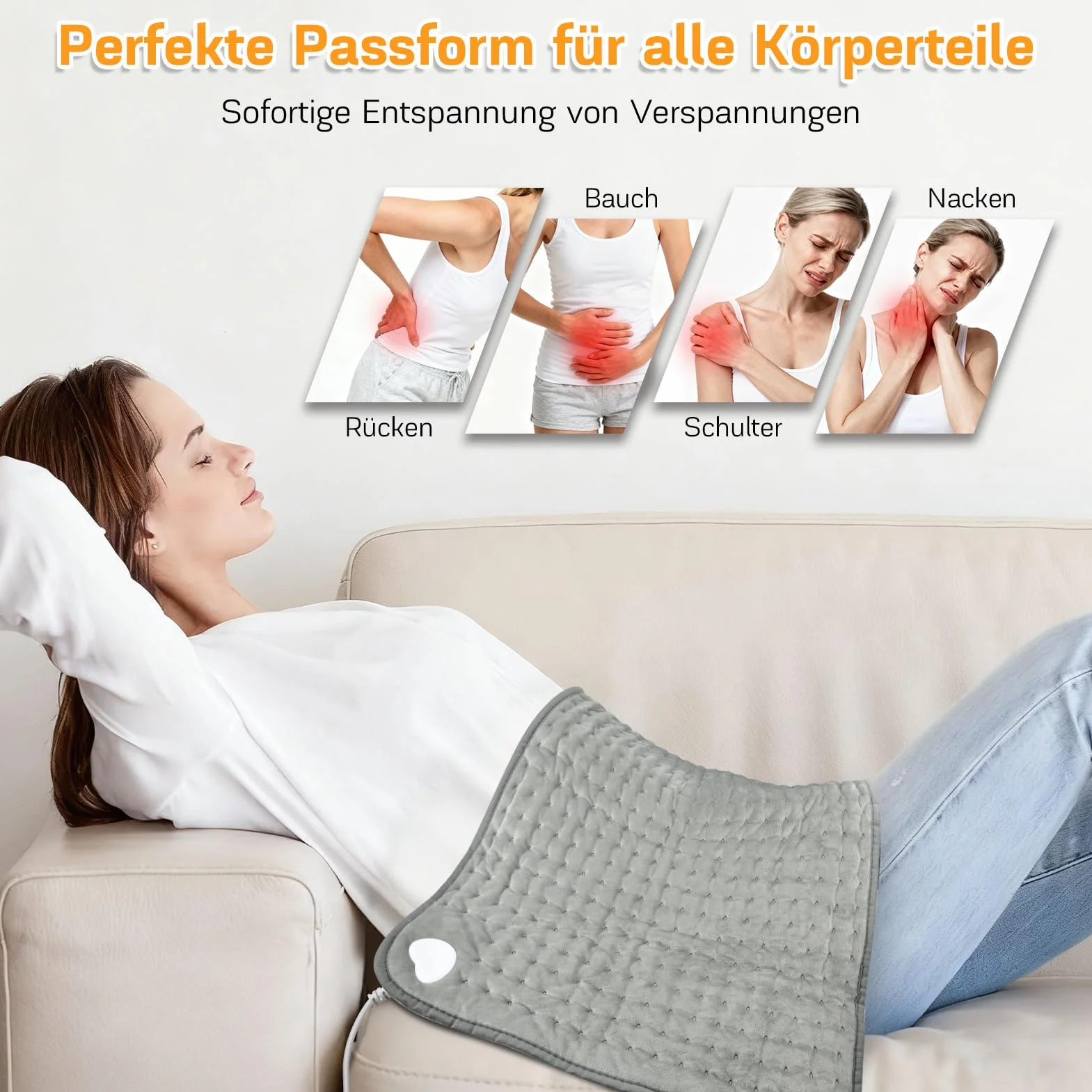 Nigecue 43 x 84 cm poduszka grzewcza z automatycznym wyłączaniem, szybka technika ogrzewania, elektryczna poduszka grzewcza z 9 stopniami ogrzewania, ochrona przed przegrzaniem, wyświetlacz LED, koc