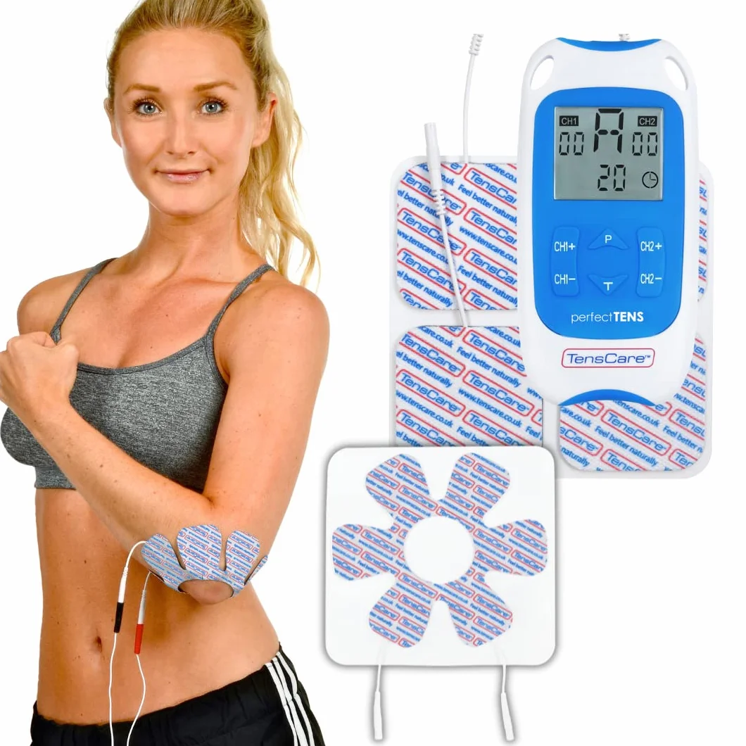 TensCare Perfect TENS – urządzenie TENS z 16 elektrodami do łagodzenia bólu, klinicznie sprawdzone programy na bóle pleców, artretyzm, przewlekły ból, 2 kanały