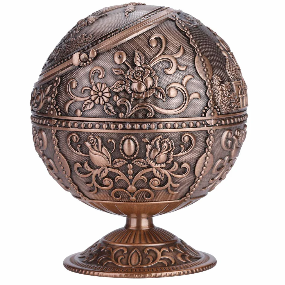 Wiatroodporna popielniczka, kreatywna popielniczka w stylu vintage z pokrywką na papierosy Przenośna zewnętrzna popielniczka metalowa Popielniczka wewnętrzna Elegancki prezent dla mężczyzn Kobiety (1 #)
