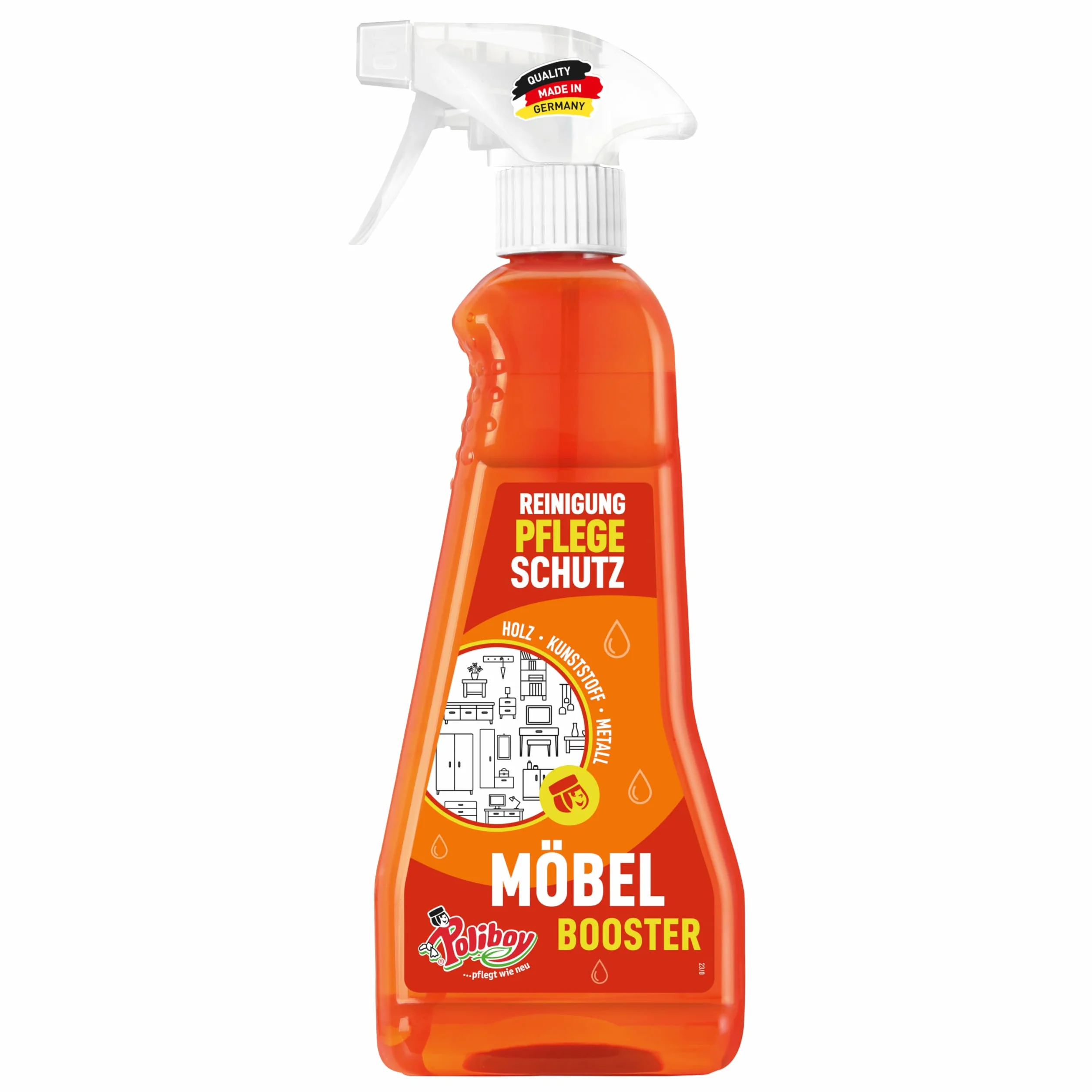 POLIBOY Möbel Booster - Czyszczący środek do pielęgnacji mebli - Jako środek czyszczący do mebli usuwa brud i odświeża - 1x 375 ml - Made in Germany