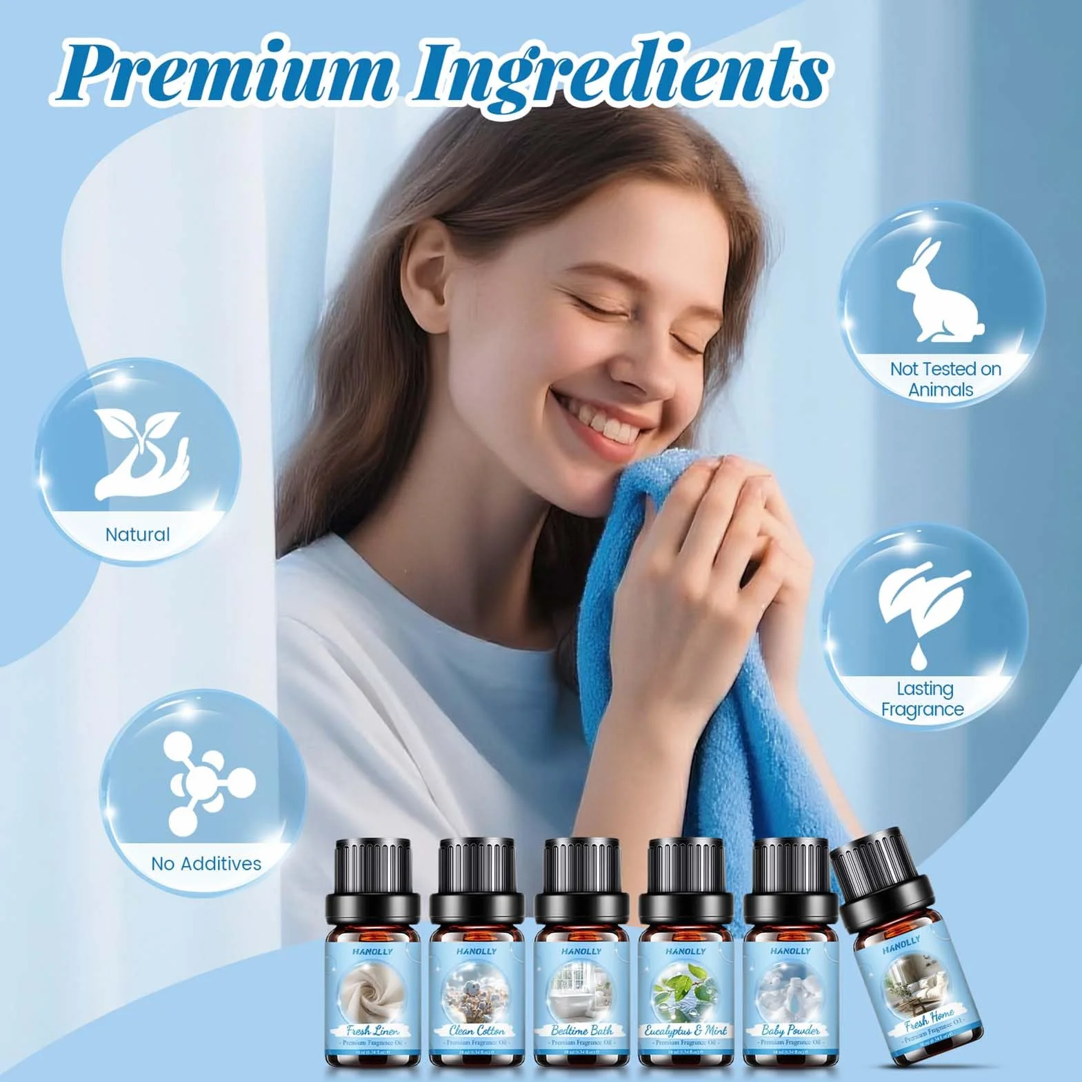 Hanolly Zestaw Olejków Eterycznych Do Prania 6 x 10 ml Naturalne Czyste Olejki Zapachowe