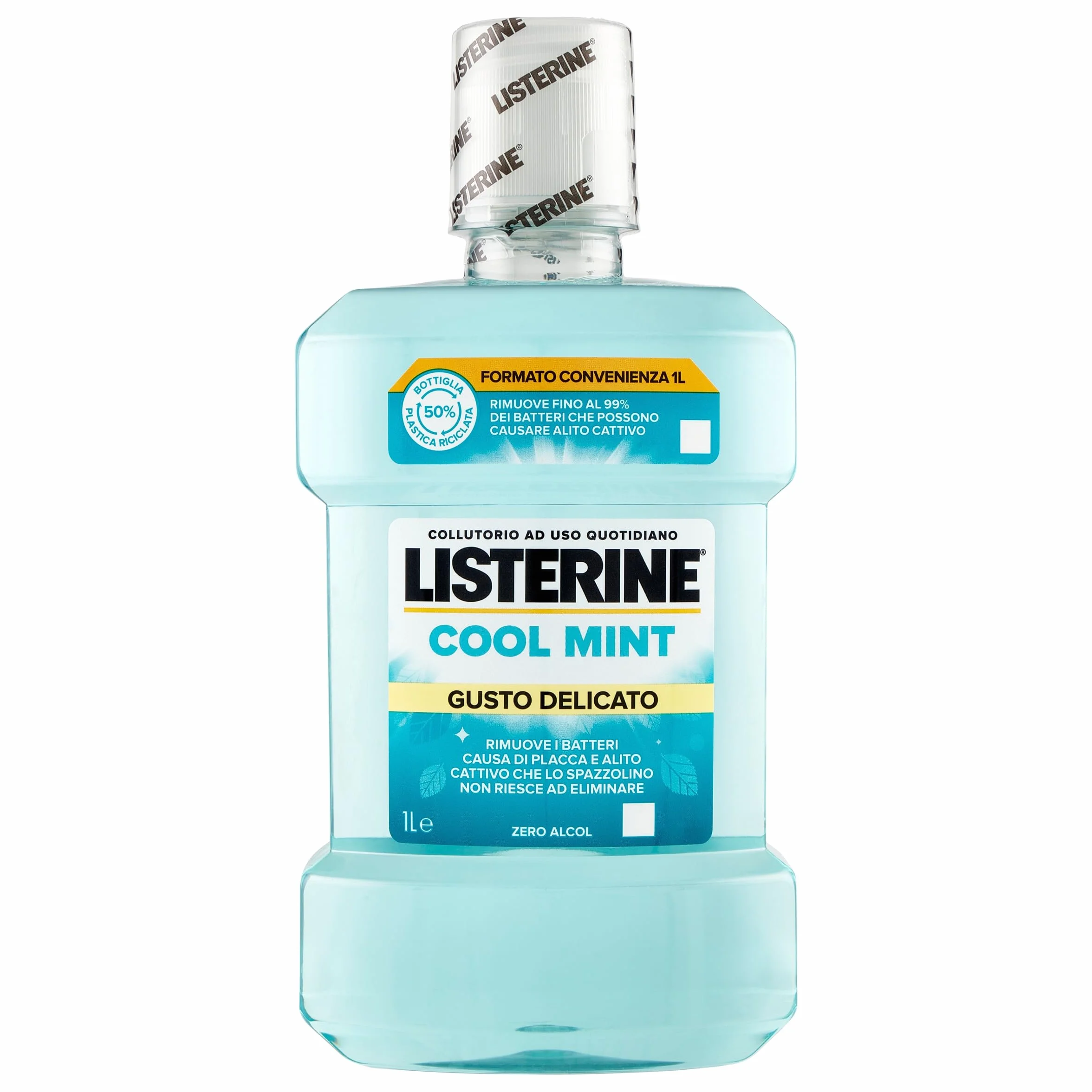LISTERINE Cool Mint płyn do płukania jamy ustnej 0% alkoholu o smaku miętowym, antybakteryjnym olejku eterycznym z mięty, tymianku, brzozy, bezalkoholowego płynu do płukania jamy ustnej Listerine do