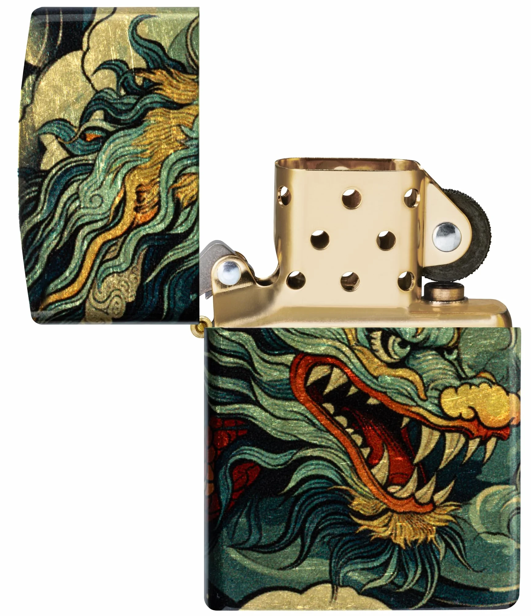 Zippo Colourful Dragon Zapalniczka Sztormowa Wielokrotnego Użytku Wiatroodporna Postarzany Mosiądz 540°