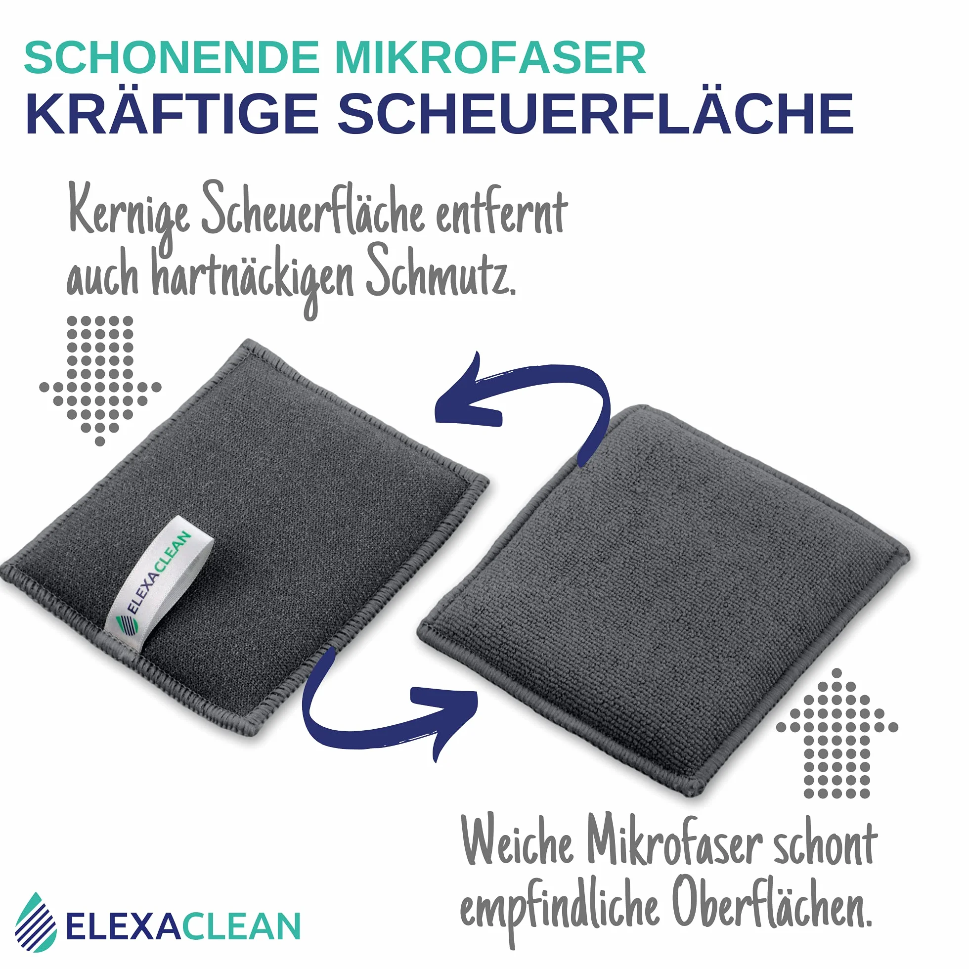 ELEXACLEAN gąbka kuchenna 3 szt. mikrofibra 12x10 cm antracyt