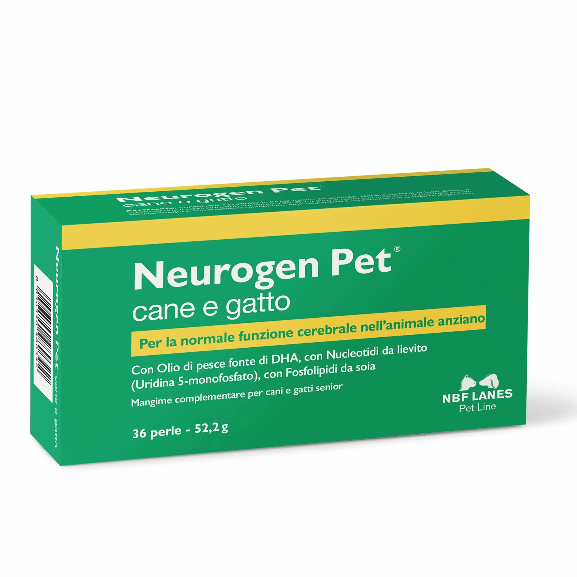 NBF Lanes | Neurogen Pet dla psa i kota, 36 smacznych kapsułek, wspomaga prawidłowe funkcjonowanie mózgu u starszych zwierząt, psy i koty seniorzy
