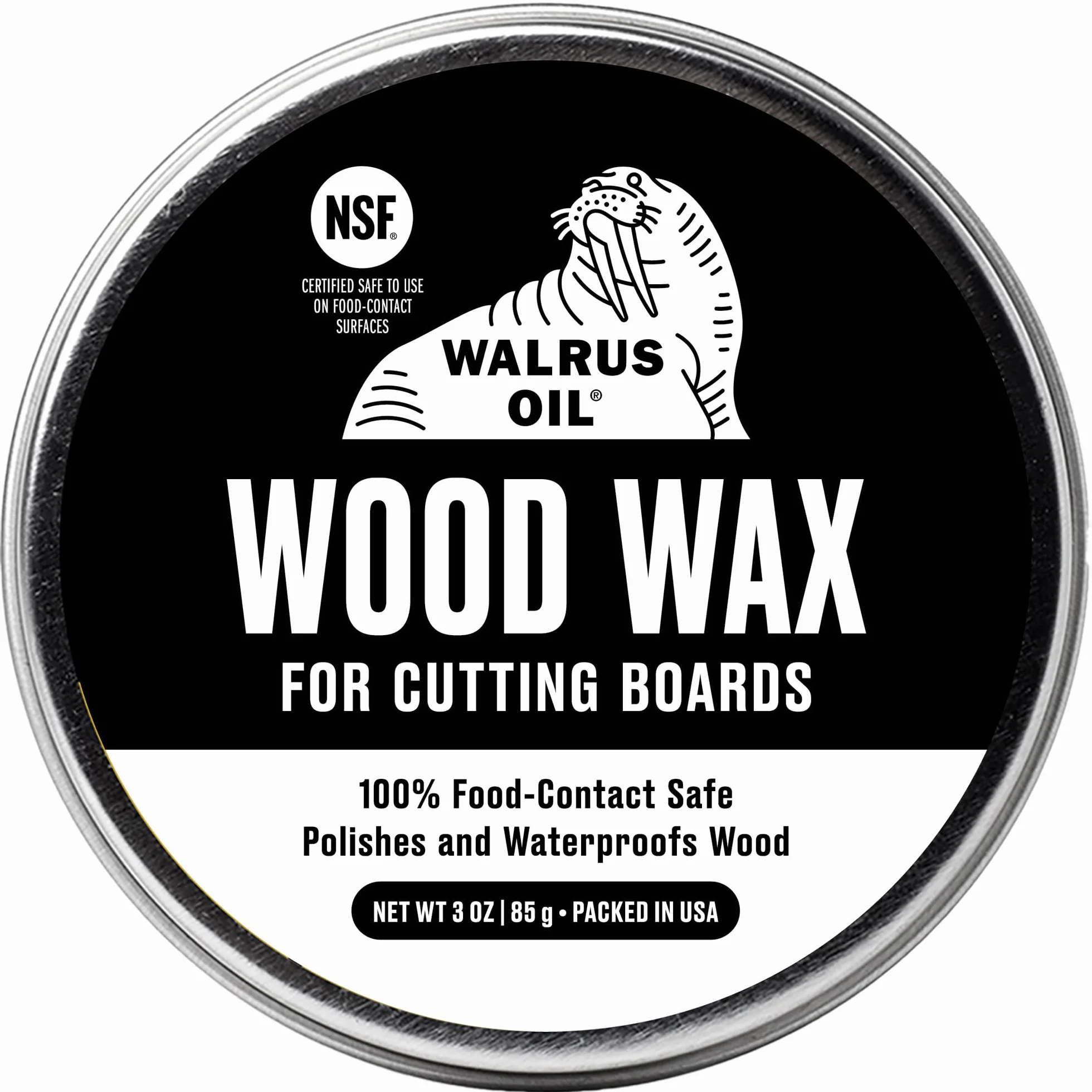 WALRUS OIL - Holzwachs, 85 g Dose, FDA lebensmittelecht, Schneidebrettwachs und Brettcreme
