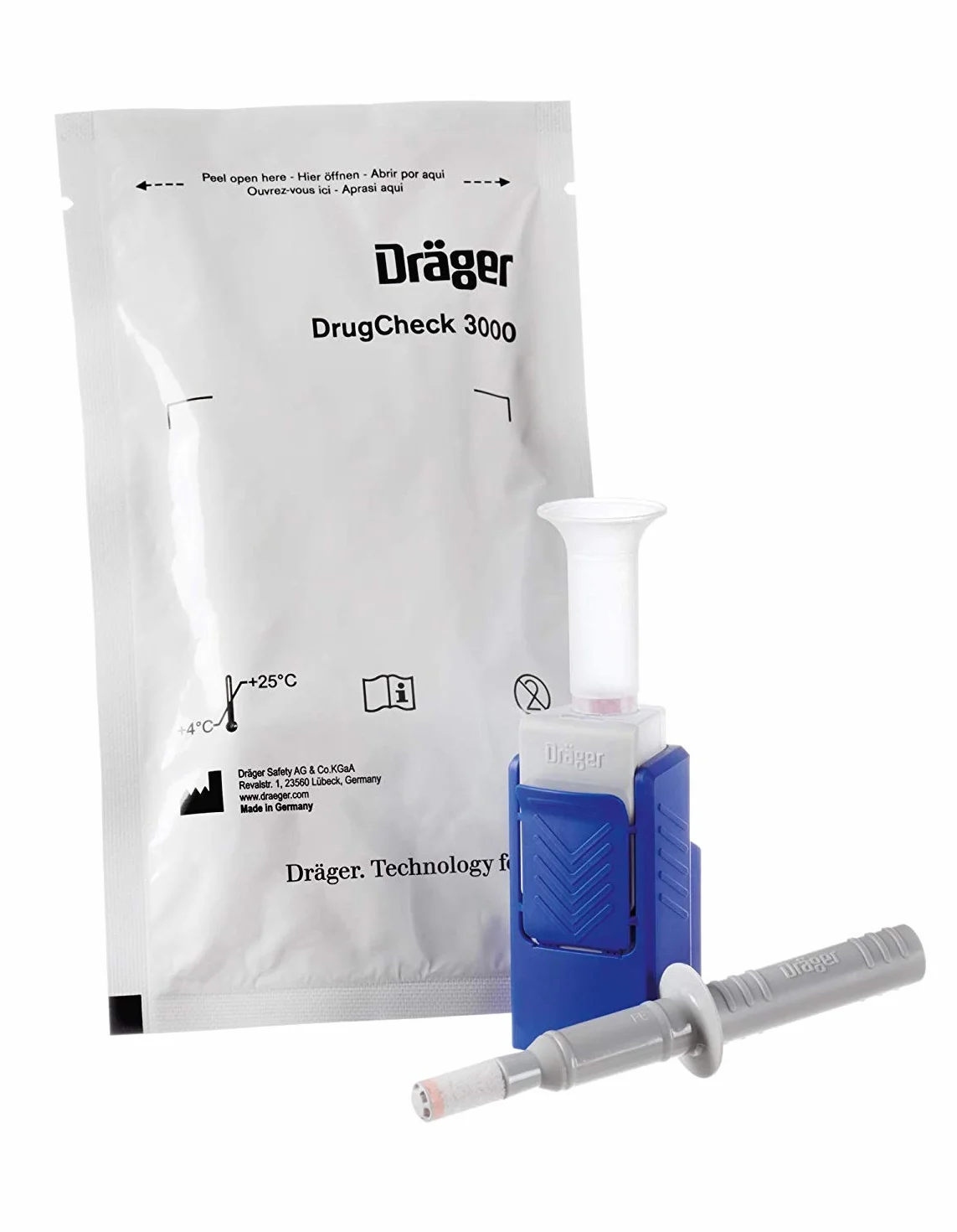 Dräger DrugCheck 3000 | 3X 6-panelowe testy leków na ślinę do użytku domowego | jednorazowego użytku | wykrywa THC, metamfetaminę, amfetaminę, benzodiazepinę, kokainę i opipaty