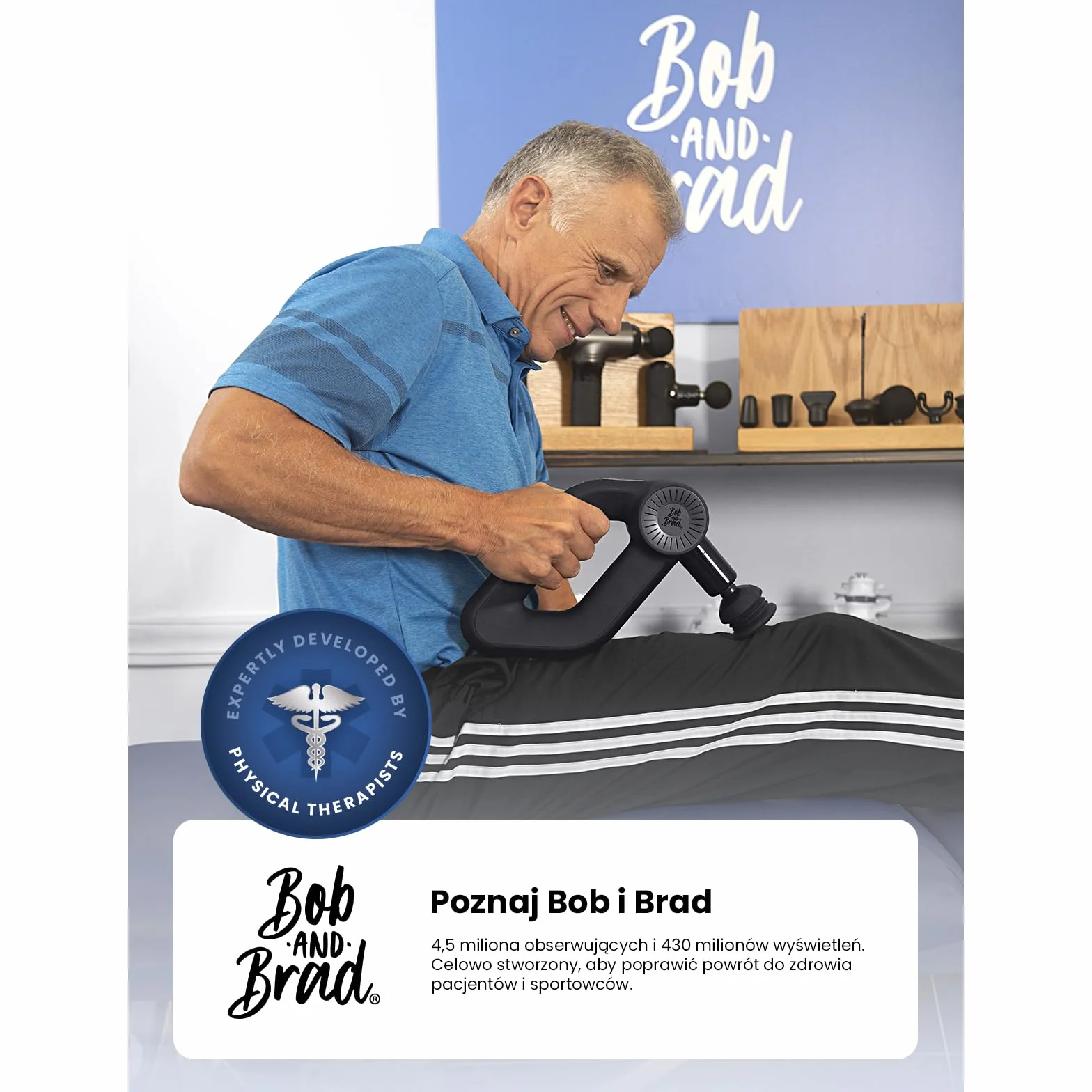 Bob and Brad D6 Pro Pistolet do Masażu, Profesjonalny do Głębokich Tkanek, Massage Gun z Wyświetlaczem OLED, 7 Nakładek, 6 Prędkości (1500-2500 RPM), na Bóle Mięśni i Relaksacyjny