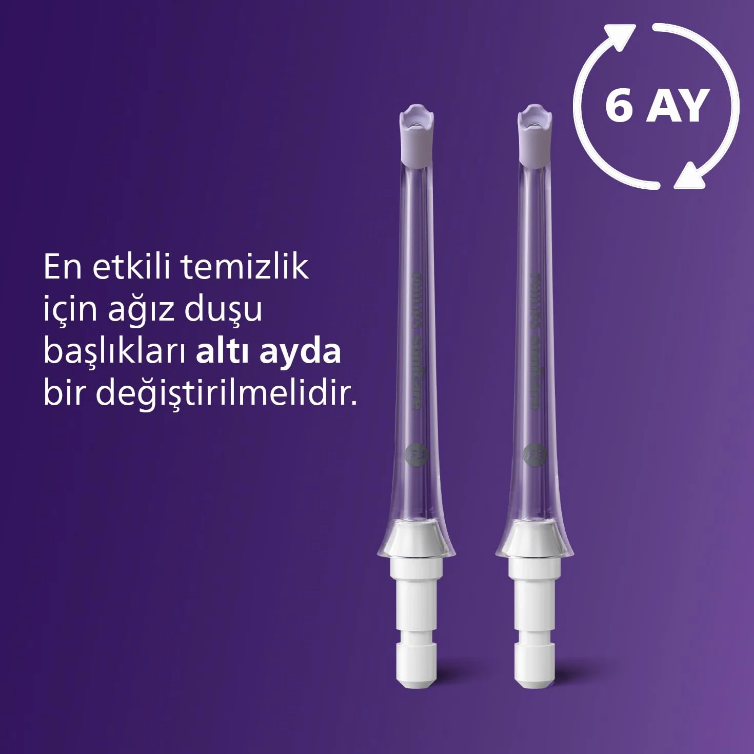 Nasadka irygatora doustnego Philips Sonicare Quad Stream F3, dwie sztuki — do czyszczenia przestrzeni między zębami za pomocą urządzenia bezprzewodowego Philips Sonicare Power Flosser model HX3062/00