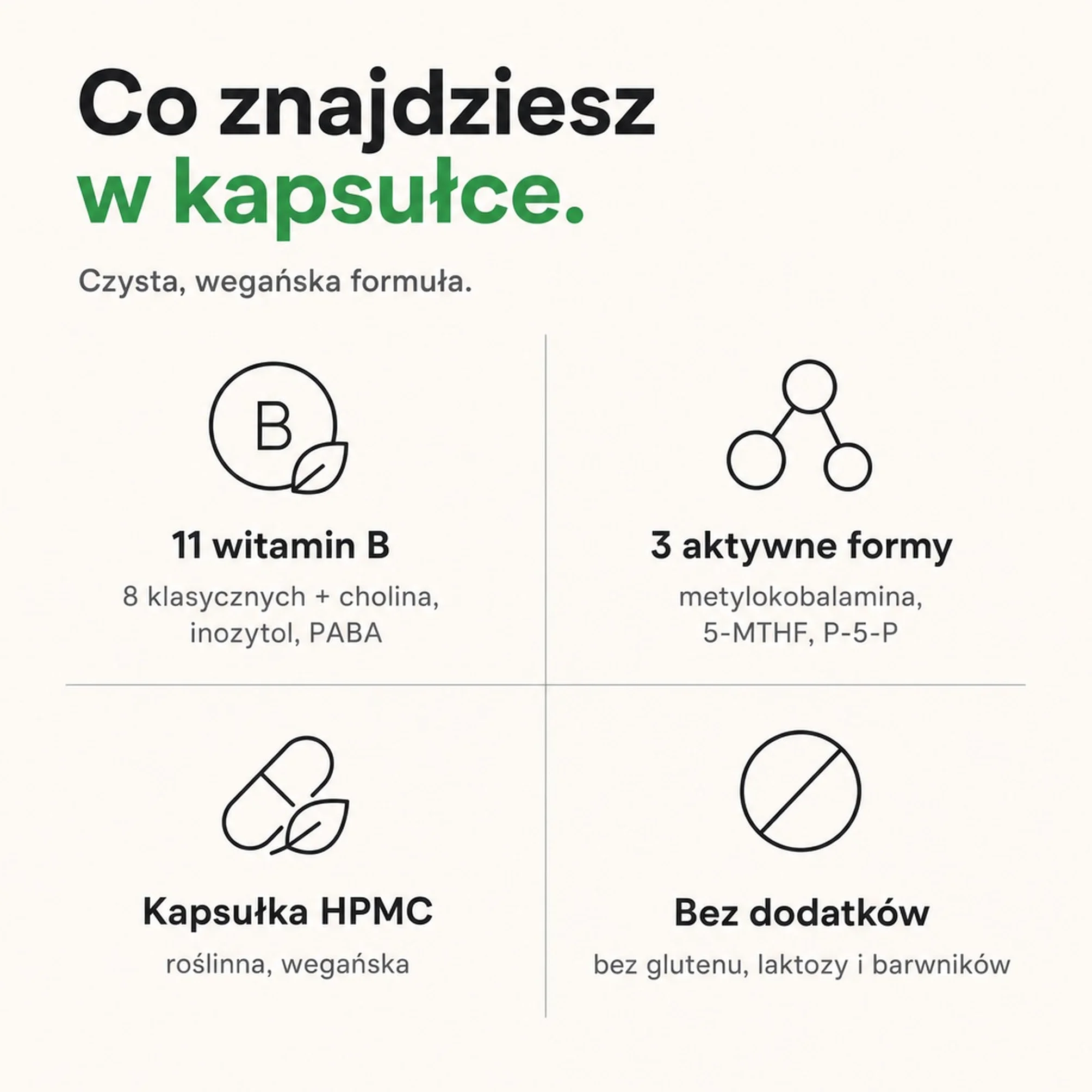 Witamina B Complex Wysoka Dawka – Wszystkie 11 Witamin B + 3 Aktywne Formy (Metylokobalamina, Folian, P-5-P) – Dla Energii, Układu Nerwowego i Psychiki – Wegańska, Bez Dodatków (60 Kaps., 2 Miesiące)