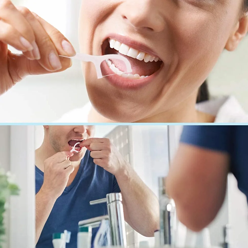 Patyczki z nicią dentystyczną 240 sztuk, jednorazowe wykałaczki dentystyczne do czyszczenia zębów