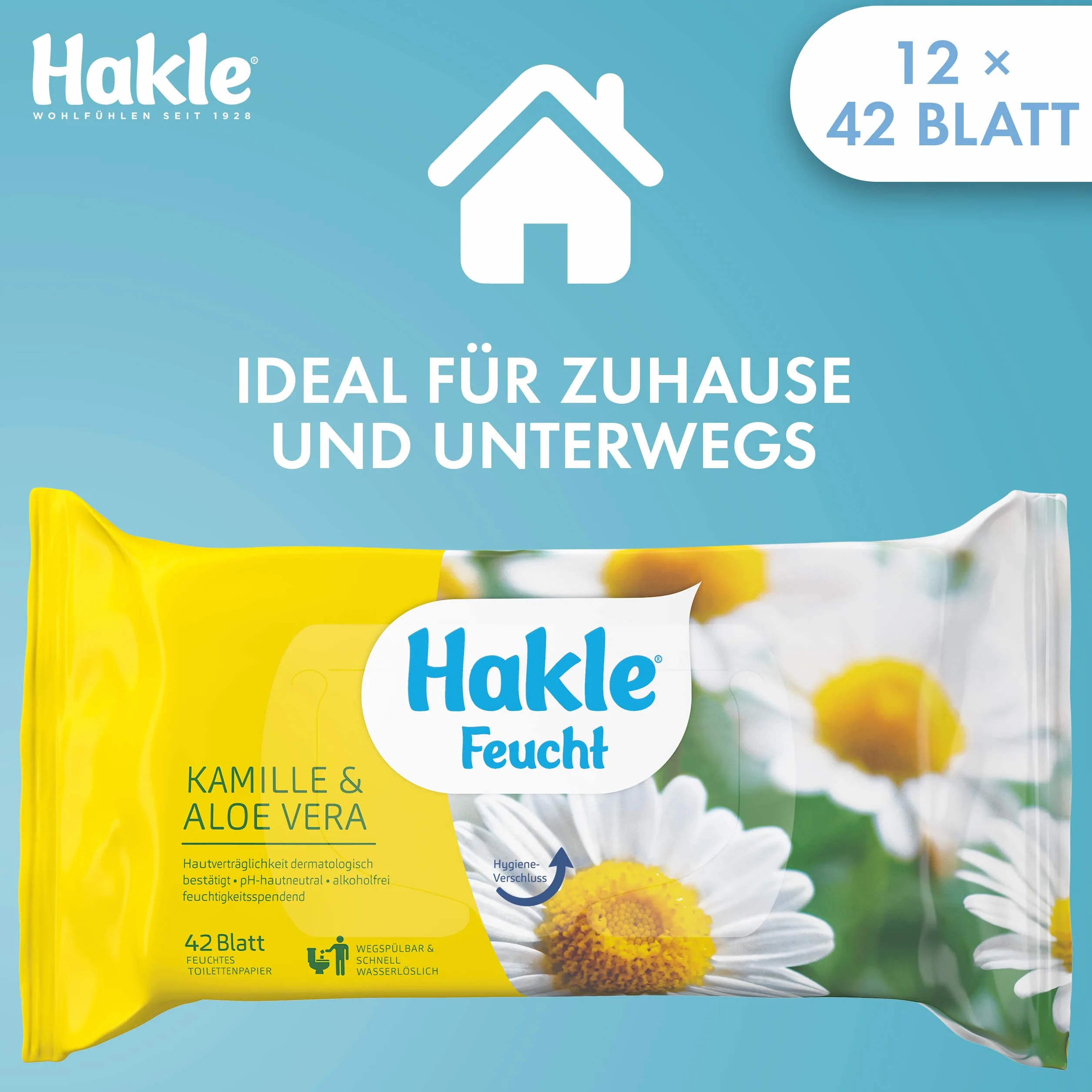 Hakle Wilgotny papier toaletowy rumianek i aloes 12 opakowań