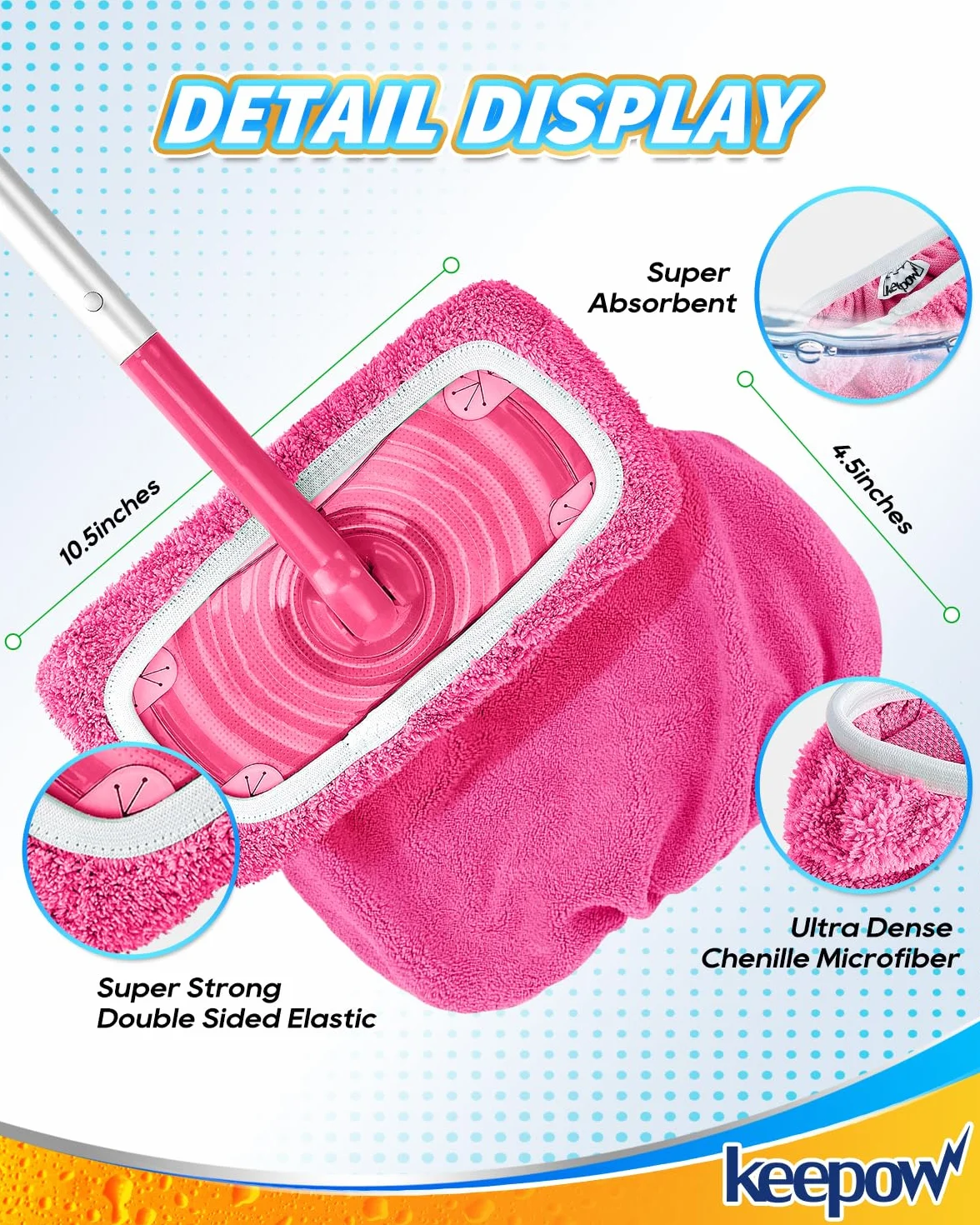 KEEPOW Ściereczki do mopu Swiffer bawełniane 25,4x11,5cm 6 sztuk