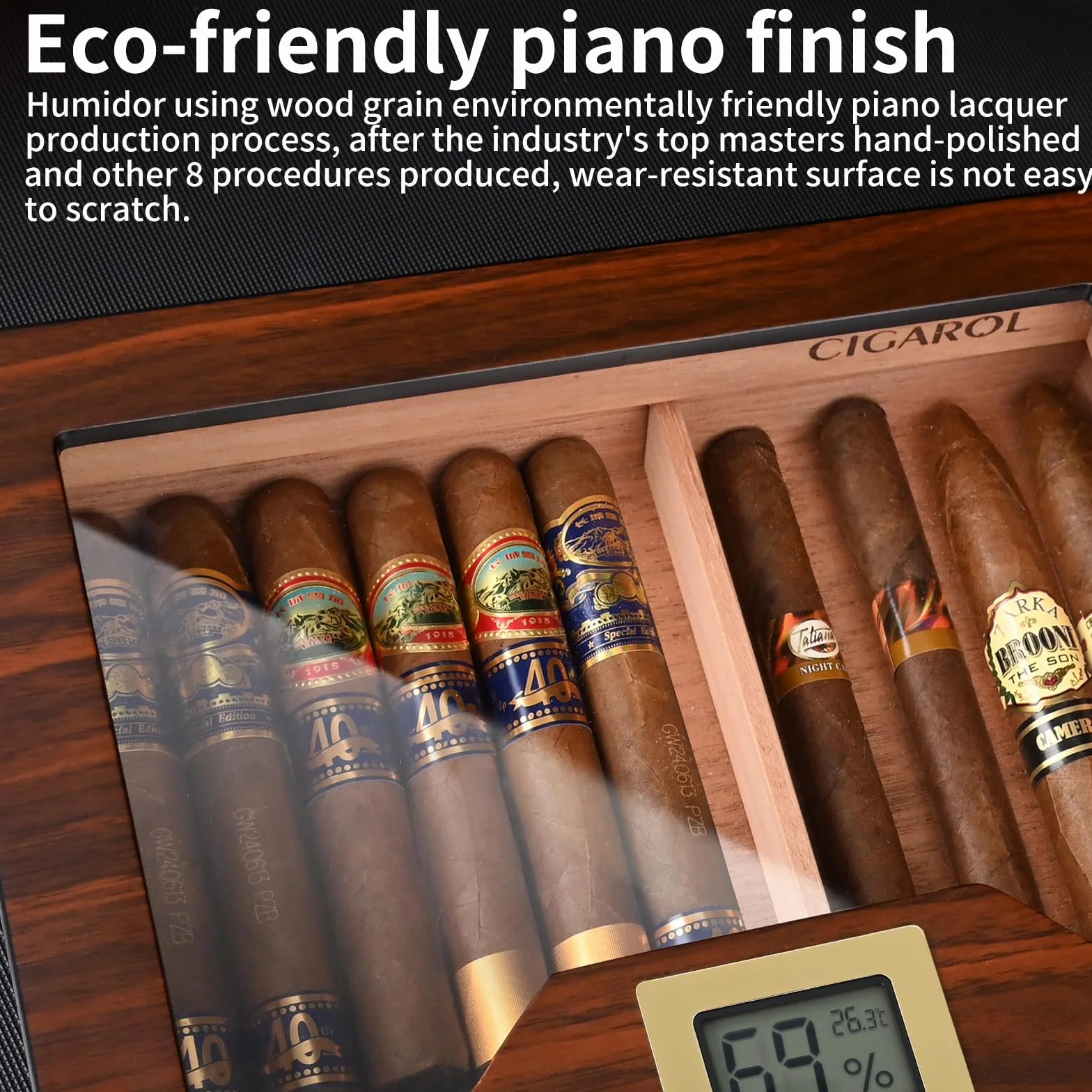 Humidor, ręcznie wykonane humidory, cygara, etui na cygara z nawilżaczem i higrometrem, na ok. 25-35 cygar, świetny prezent dla mężczyzn (bez cygar)