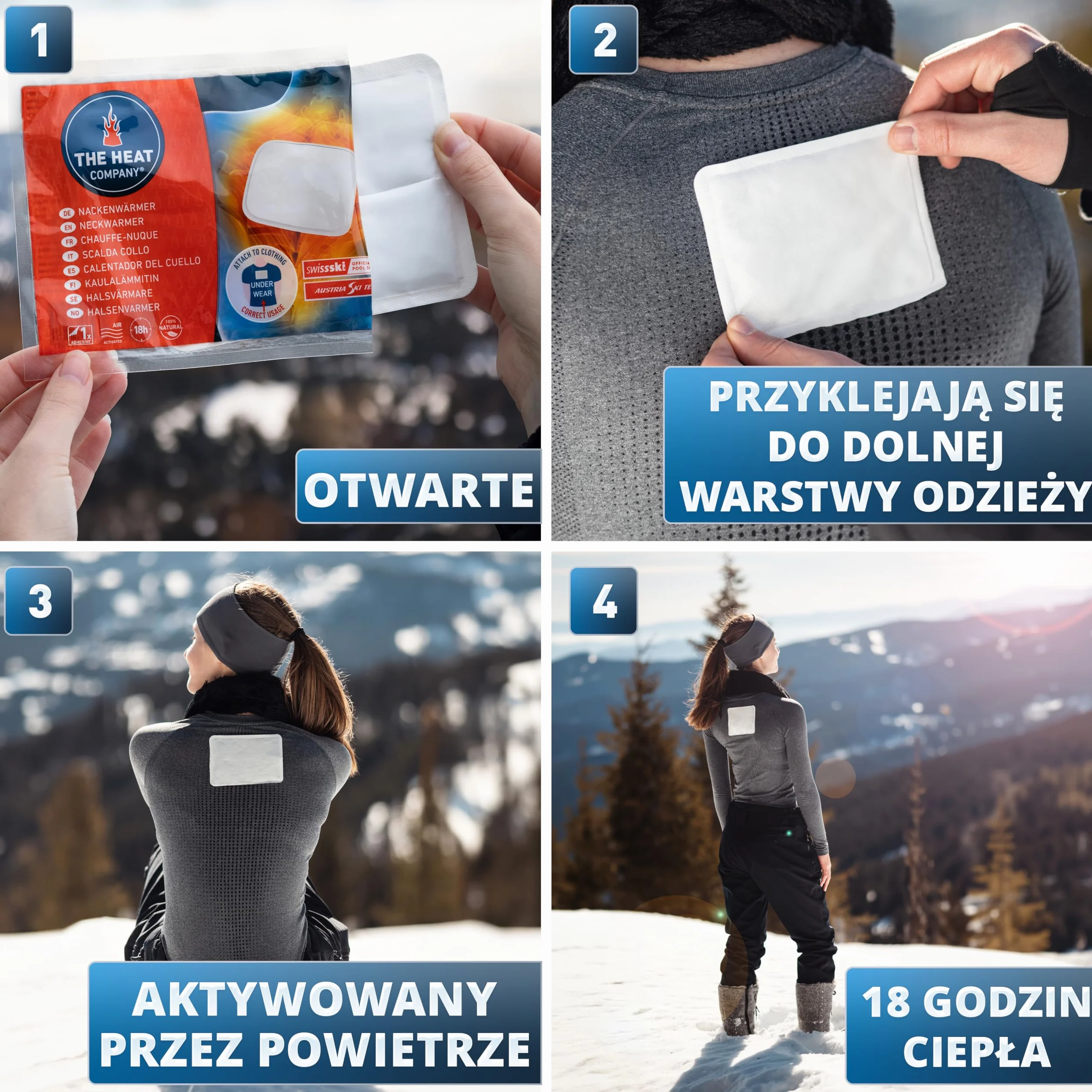 THE HEAT COMPANY Neckwarmer - 3 sztuki - bardzo ciepły - samoprzylepny - ogrzewacz do ciała - 18 godzin przyjemne ciepło - natychmiastowe ciepło - aktywacja powietrzem - czysto naturalny