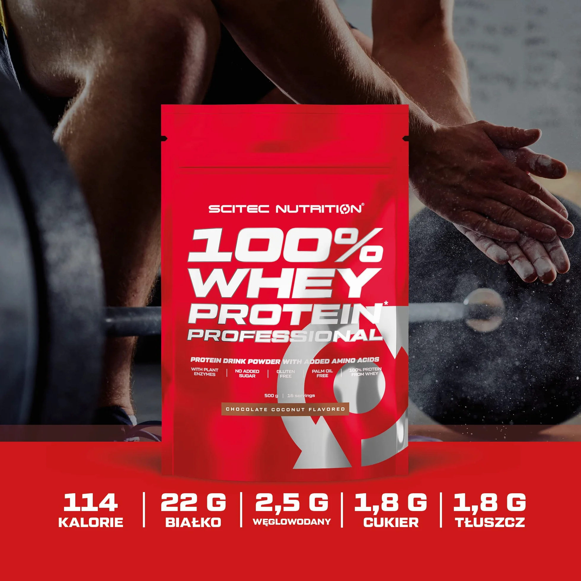 Scitec Nutrition 100% Whey Protein Professional - Wzbogacony o dodatkowe aminokwasy i enzymy trawienne - Bezglutenowy - Bez oleju palmowego, 500 g, Czekoladowo-Orzechowy