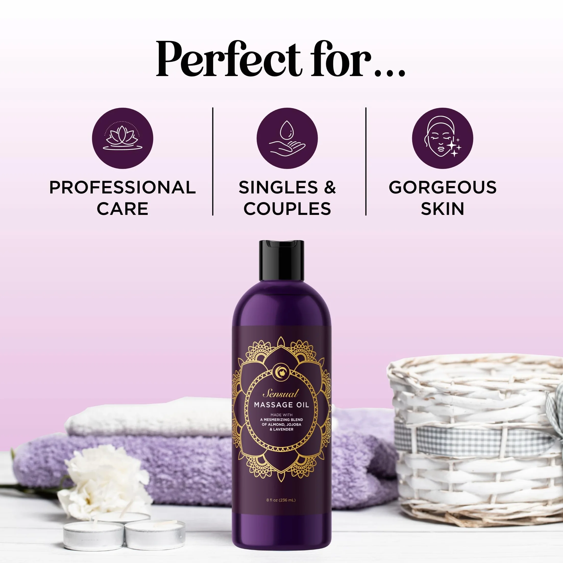 maple holistics Zmysłowy olejek do masażu z czystym olejkiem lawendowym, relaksacyjny olejek z migdałów i jojoba, dla kobiet i mężczyzn, 100% naturalna, hipoalergiczna terapia skóry, USA