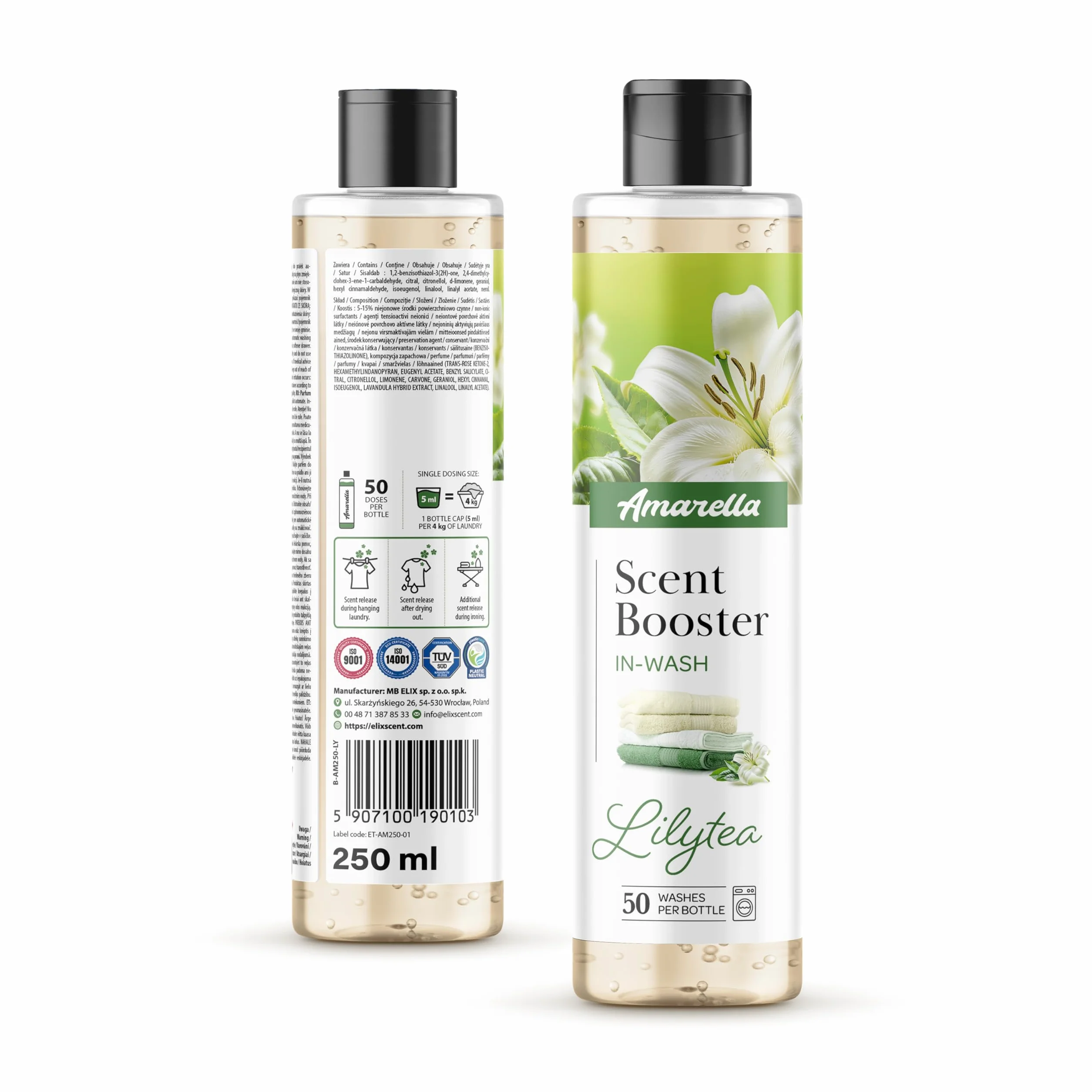 ELIX AMARELLA Lilytea perfumy do prania 250 ml skoncentrowane długotrwały zapach zielonej herbaty konwalia