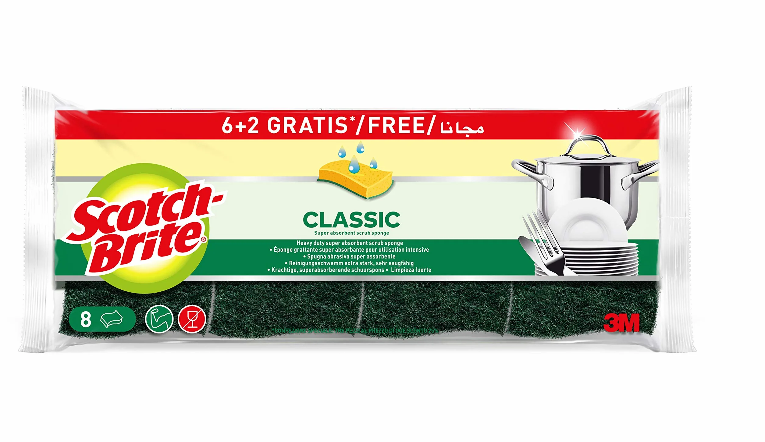 Scotch-Brite Klasyczna gąbka celulozowa, 6+2 sztuki w opakowaniu