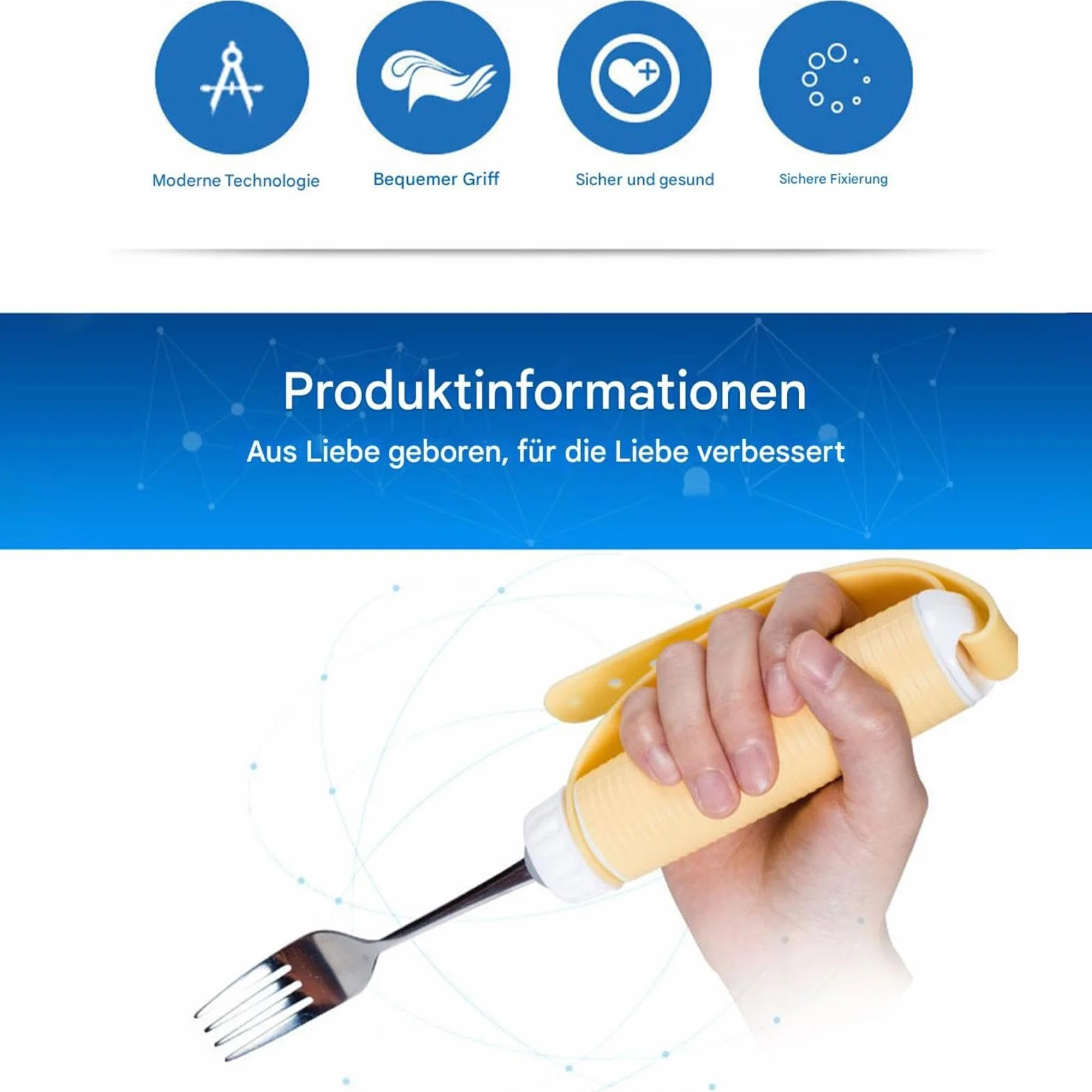 Easy Grip zestaw sztućców dla seniorów, obracane o 360°, z ergonomicznym, antypoślizgowym uchwytem, dla osób cierpiących na chorobę Parkinsona lub osoby z drżeniem