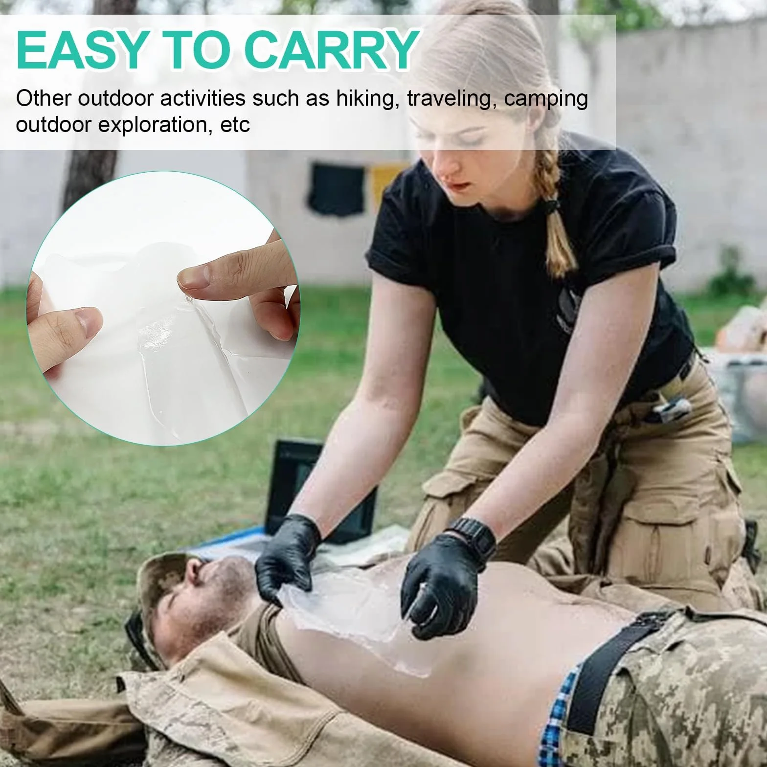 4 sztuki Vented Chest Seal Hydrożel do otwartych ran klatki piersiowej, z 4-kanałowymi otworami wentylacyjnymi, awaryjne uszczelnienie klatki piersiowej do opatrunków urazowych