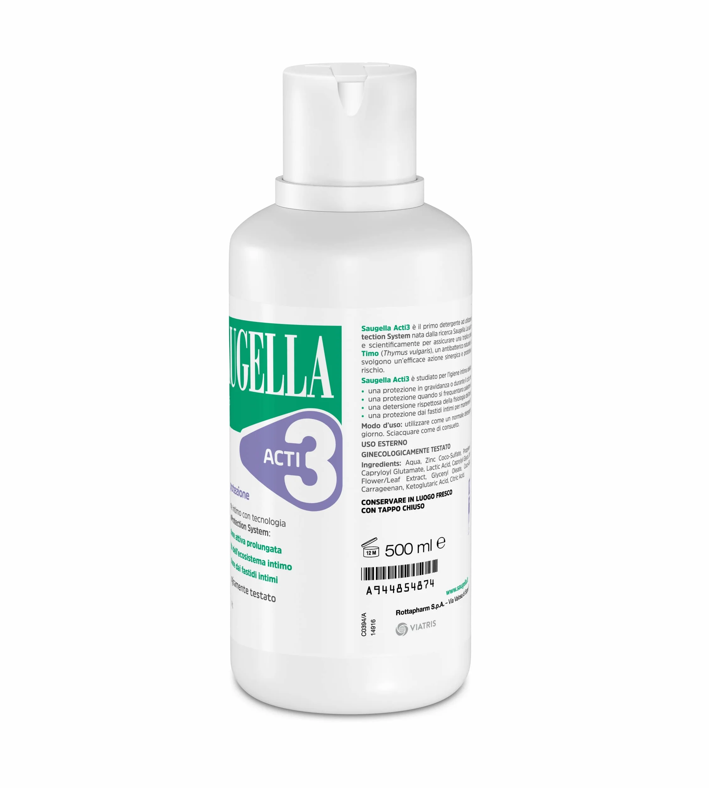 Saugella Acti3 potrójna ochrona z tymiankiem i cynkiem do ochrony przed intymnymi dolegliwościami, 500 ml