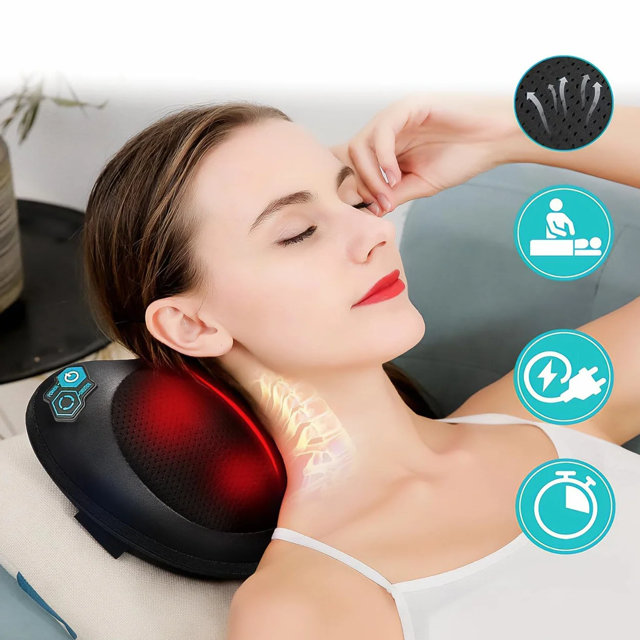 Masażer Poduszka Masująca Shiatsu do Pleców Karku Nóg Ciała PRO-Comfy30W-01
