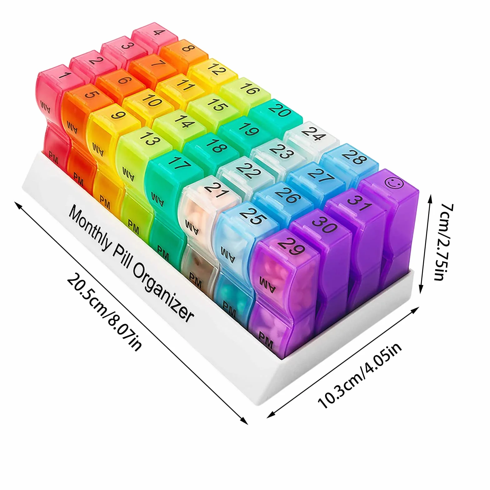 Miesięczny organizer na tabletki, organizer na leki, 31-dniowy organizer na pigułki 2 razy dziennie, etui na tabletki jeden miesiąc rano, podróżne 4-tygodniowe pudełko na tabletki, przenośny