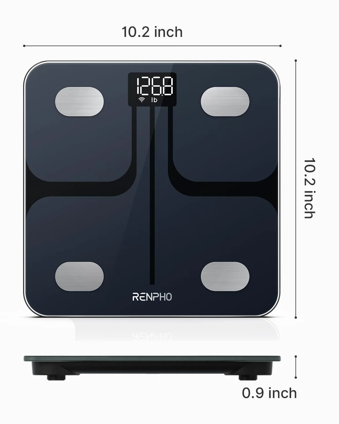 RENPHO Inteligentna waga łazienkowa Wi-Fi Bluetooth BMI z aplikacją, czarny