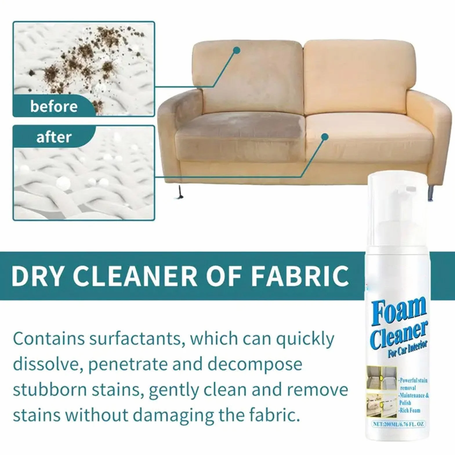 Foam Clean Spray 200 ml środek do czyszczenia bez spłukiwania pianka pielęgnacyjna